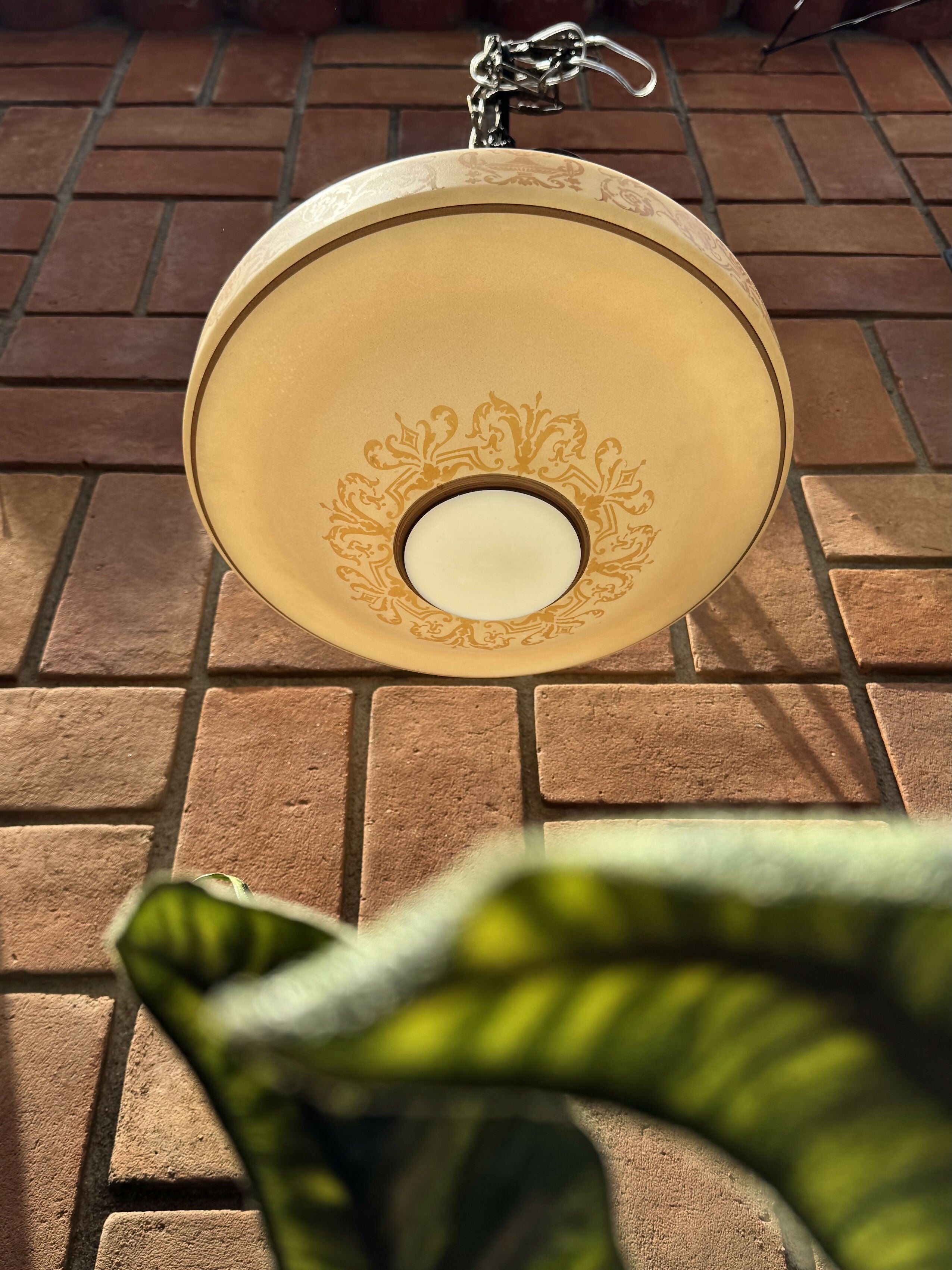 Luminária Pendente Muito Antiga em Opalina - Perfeito Estado