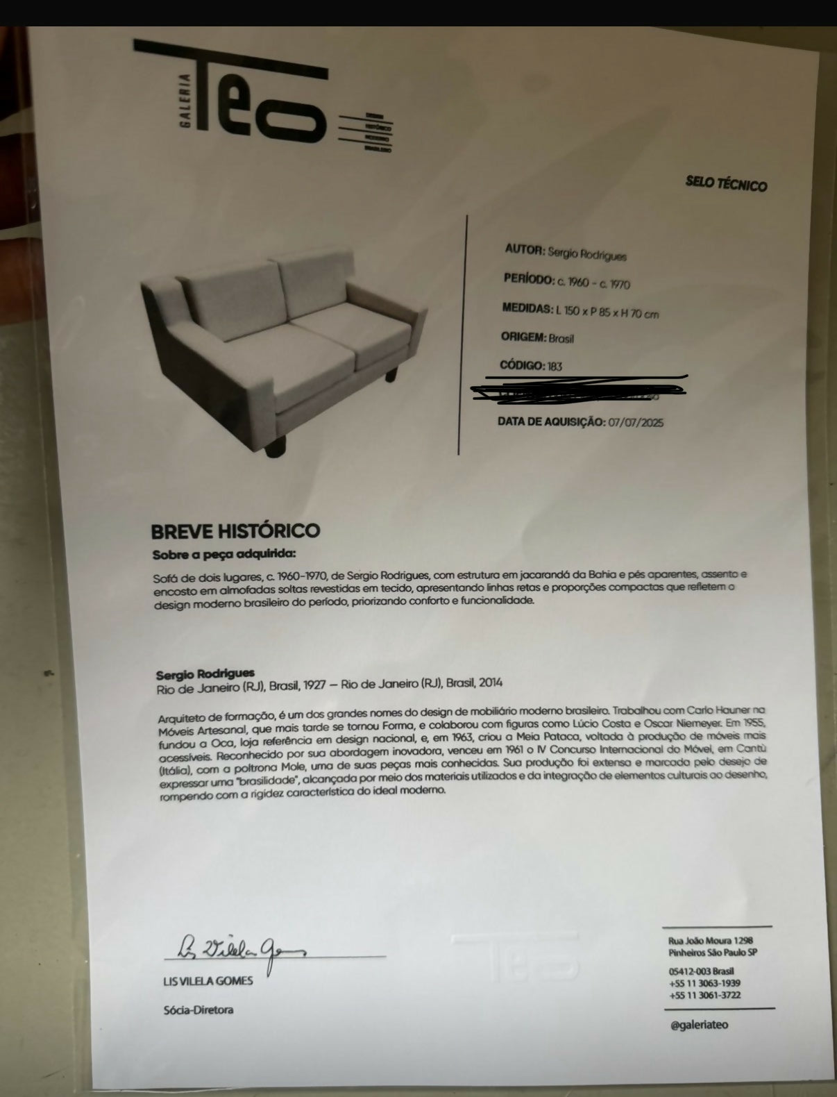 Sofá Caola Sérgio Rodrigues dois lugares - jacarandá anos 60