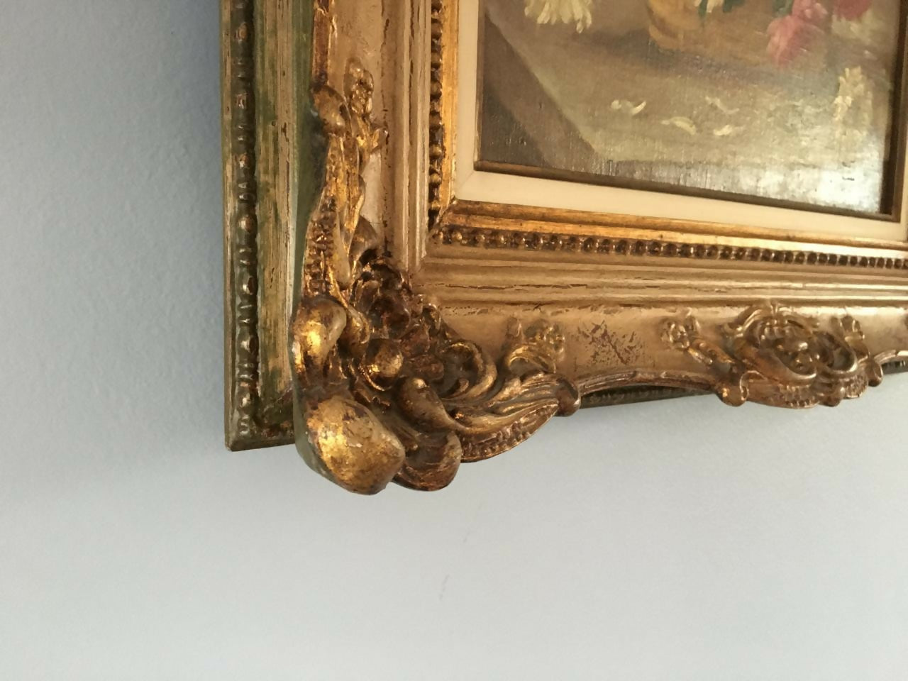 Quadro, óleo sobre tela, do pintor Guido Vergani chamada Vaso com Flores, com selo da antiga Galeria 7 de Abril