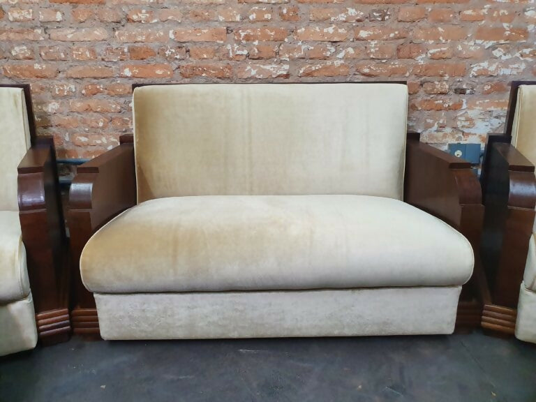 Conjunto sofá e 2 poltronas Art Déco