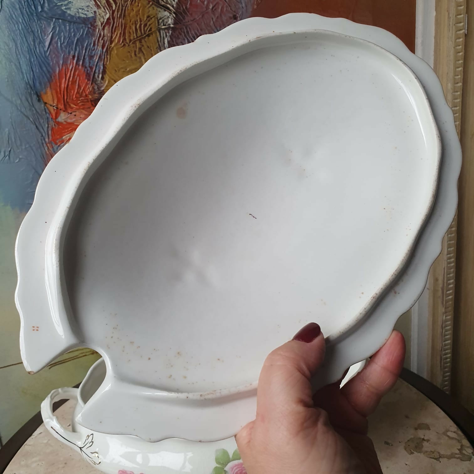 Sopeira inglesa século XIX floral, linda para decoração.