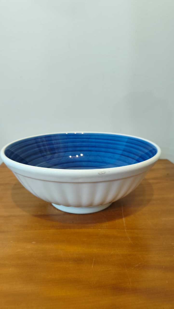 Tigela Italiana La Primula – Cerâmica Esmaltada Branca e Azul | Made In Italy