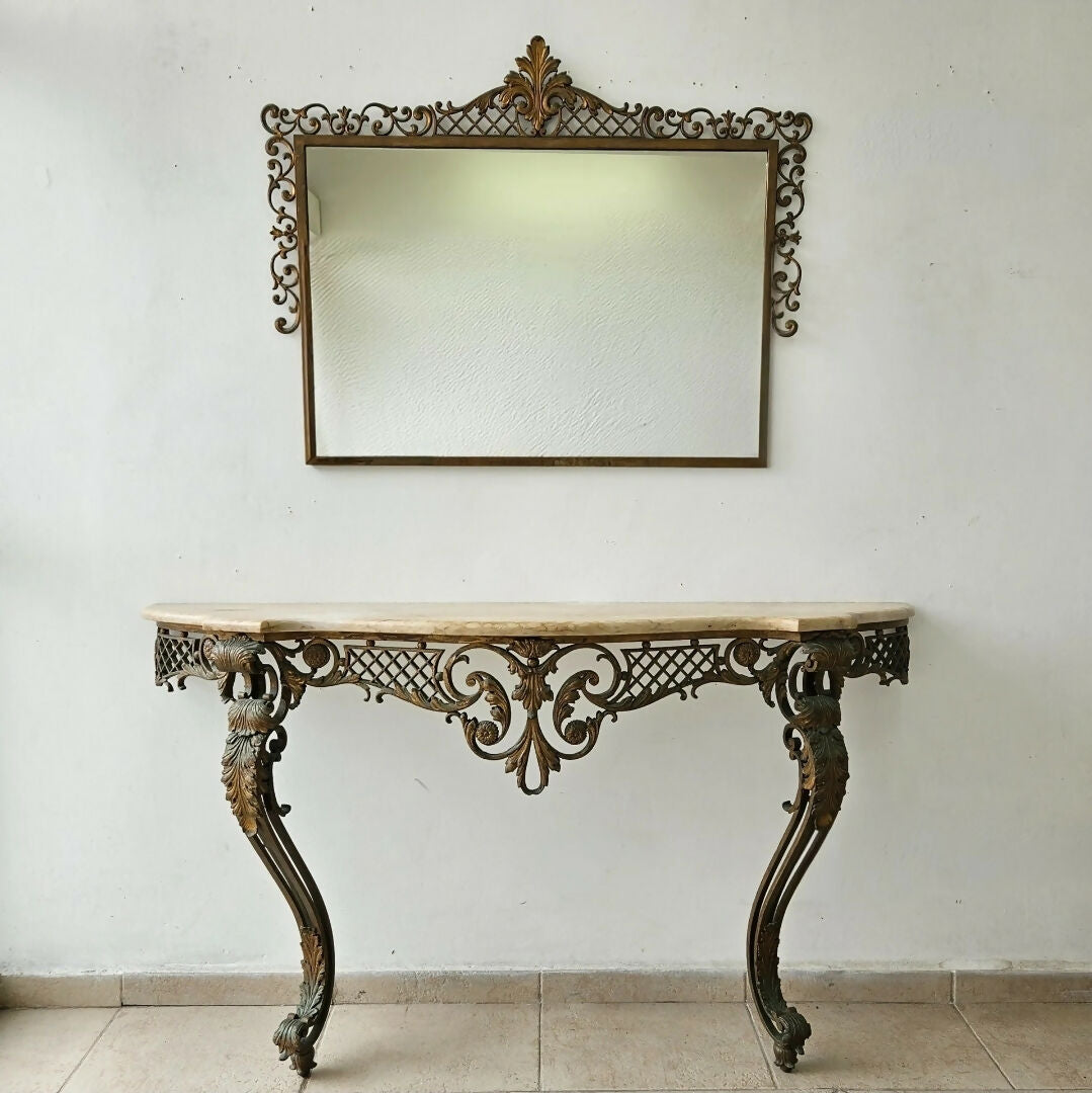 APARADOR COM ESPELHO EM FERRO FORGE - ANOS 50