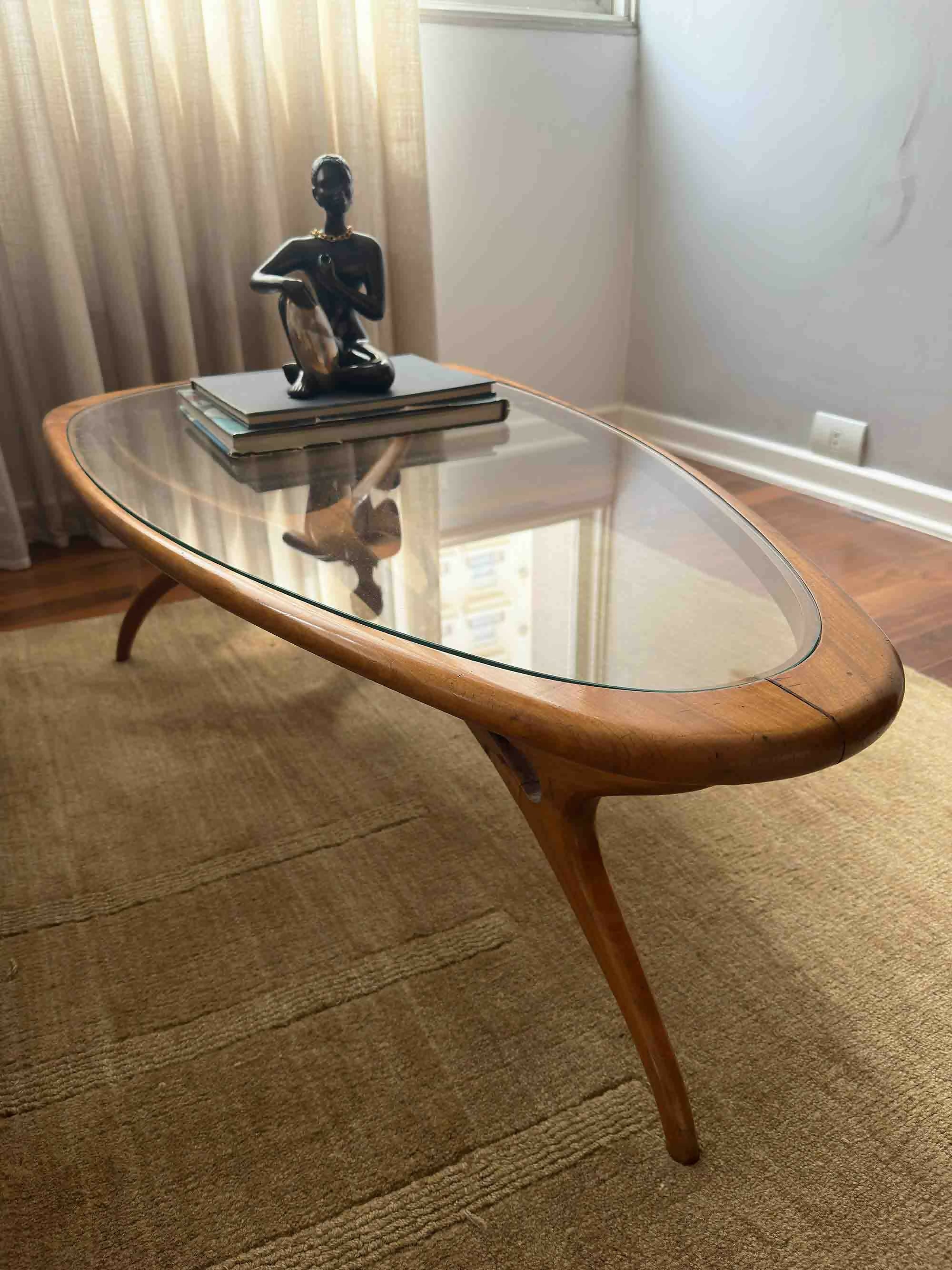 Mesa de centro ou apoio em Caviúna e vidro - Scapinelli