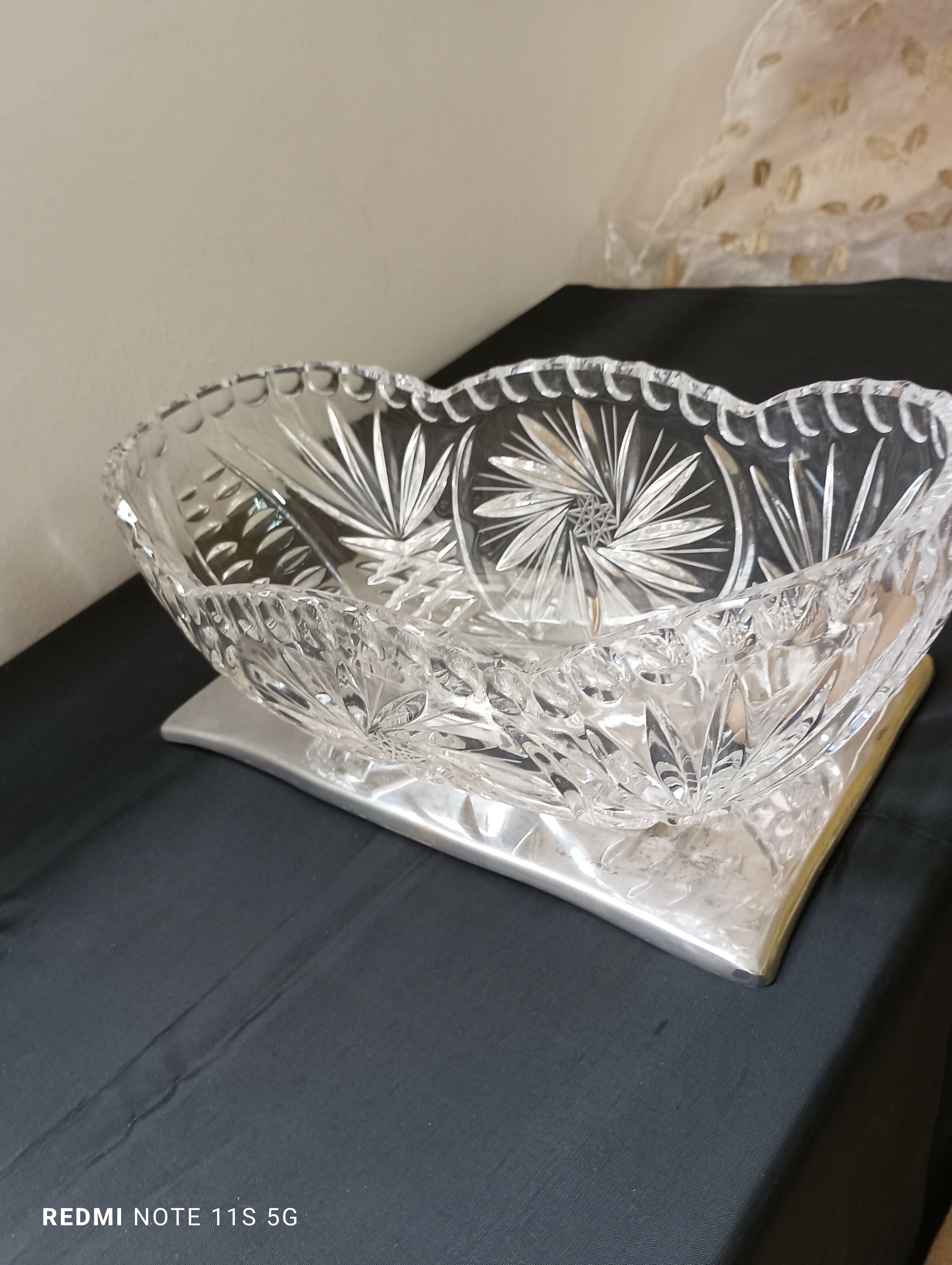 Centro de mesa de cristal lapidado