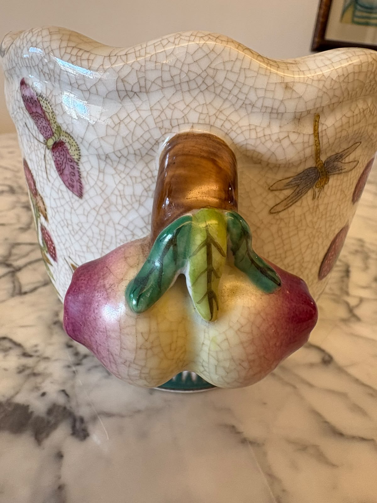 Cachepô oriental em porcelana com pássaro pintado à mão - Cachepô "Violeta"