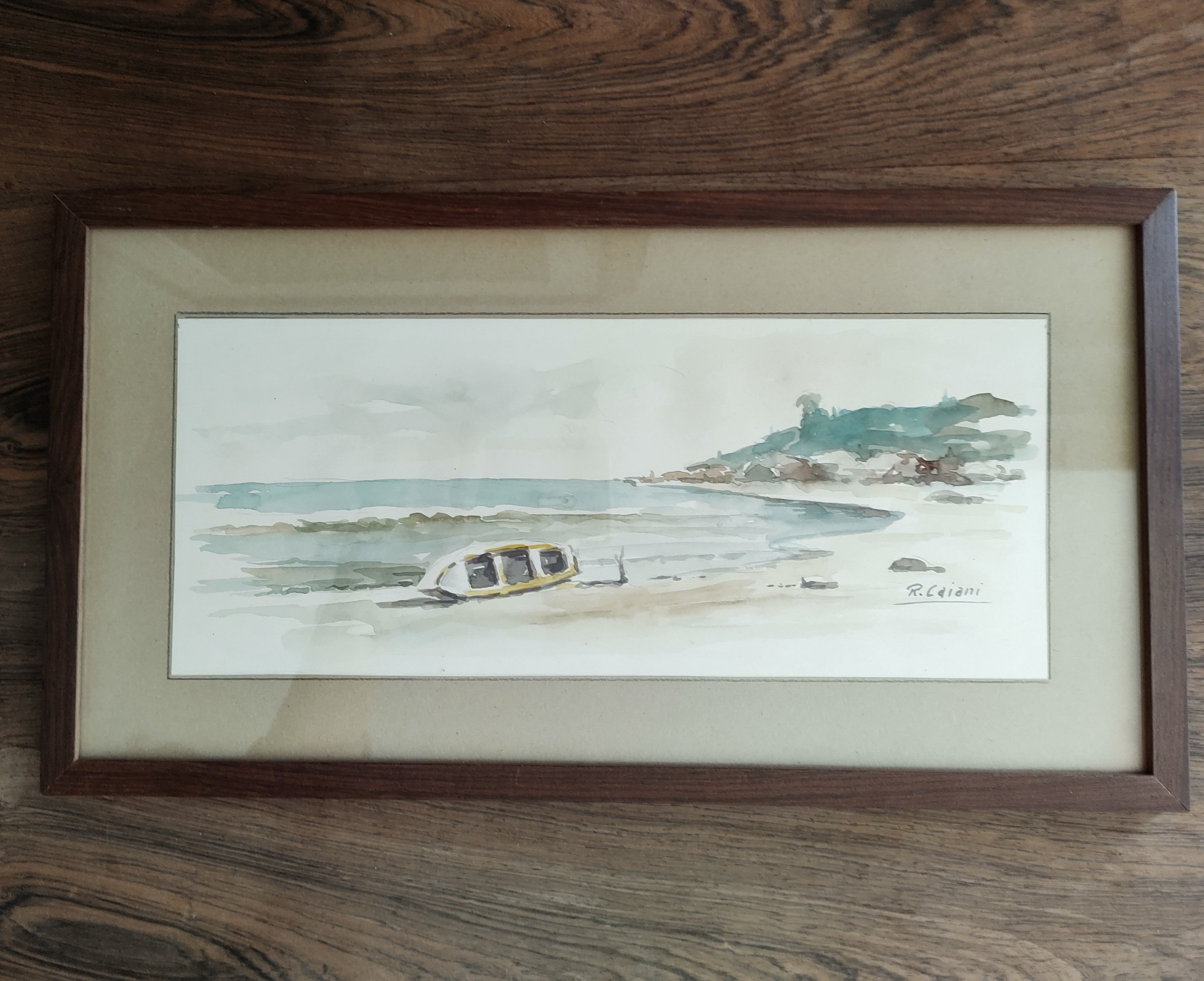 Dupla de quadros temática marinha Romeu Caiani- originais década 1980