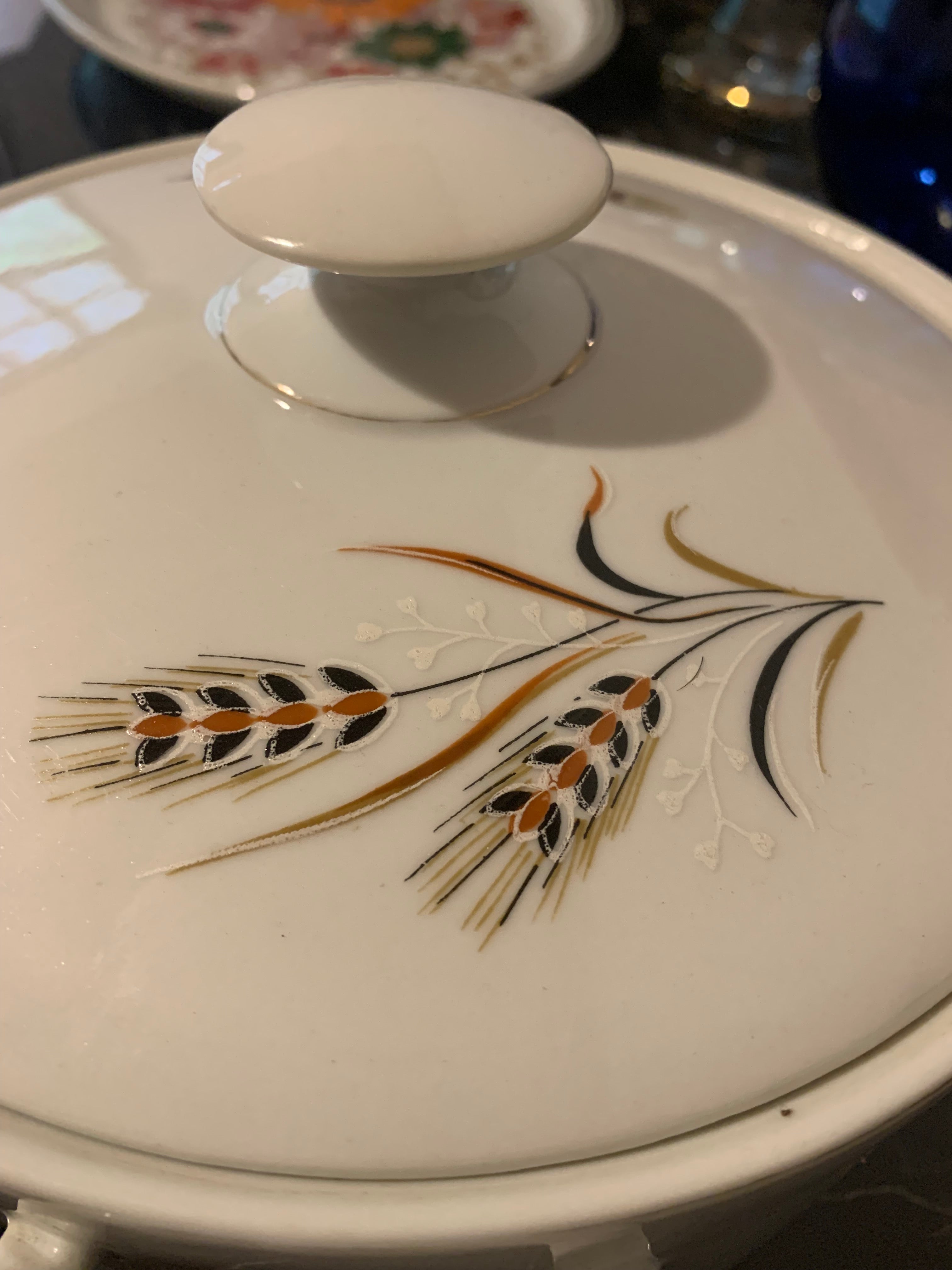 Linda sopeira em porcelana Real com desenho de Trigo 