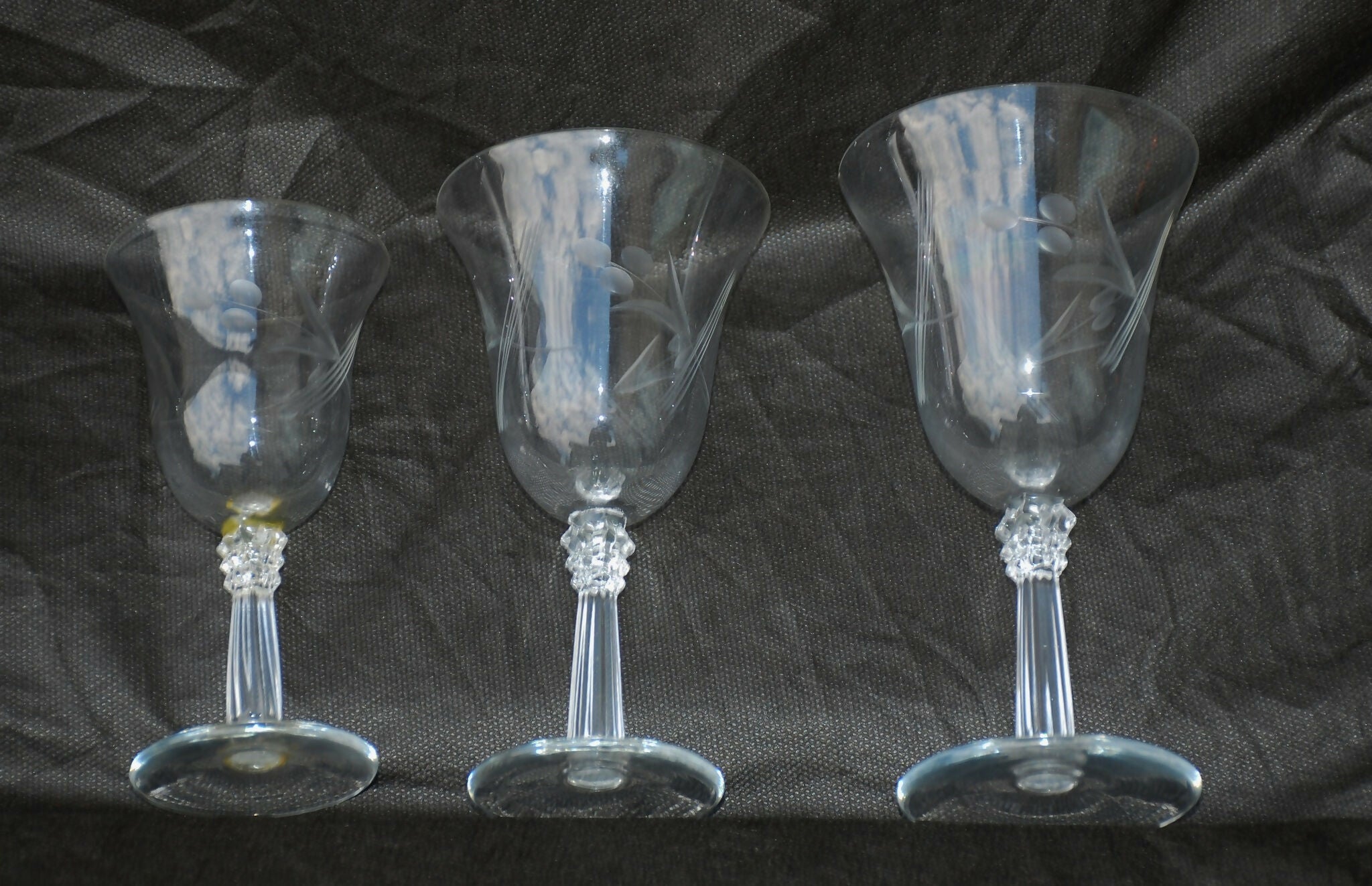 Taças diversas de cristal Fostoria "Cynthia" (1938-1965)