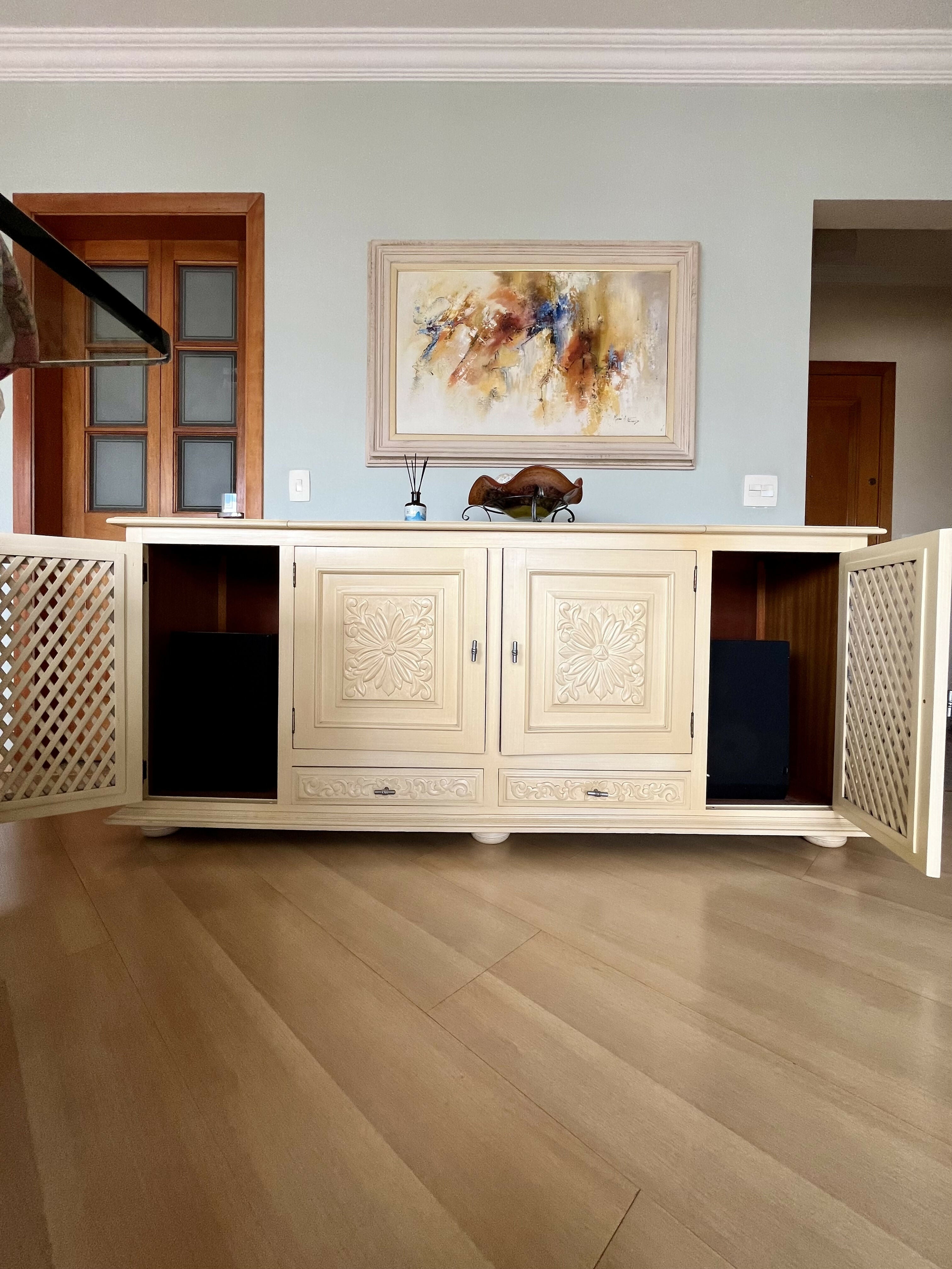 RACK / BUFFET VINTAGE PARA APARELHO DE SOM / VITROLA-TOCA DISCO