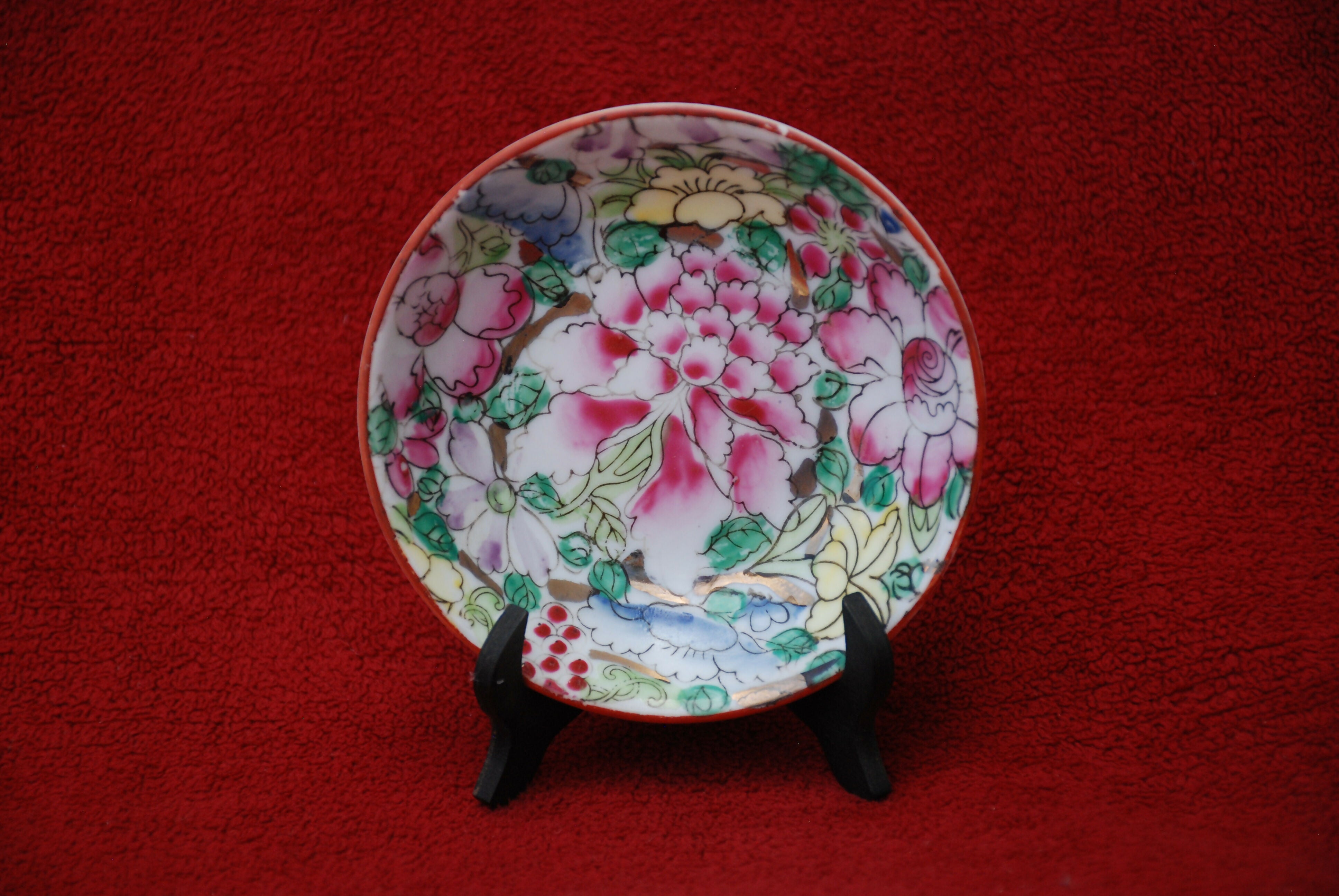 prato decorativo floral anos 40 , 20 cm , outro pequeno 10 cm