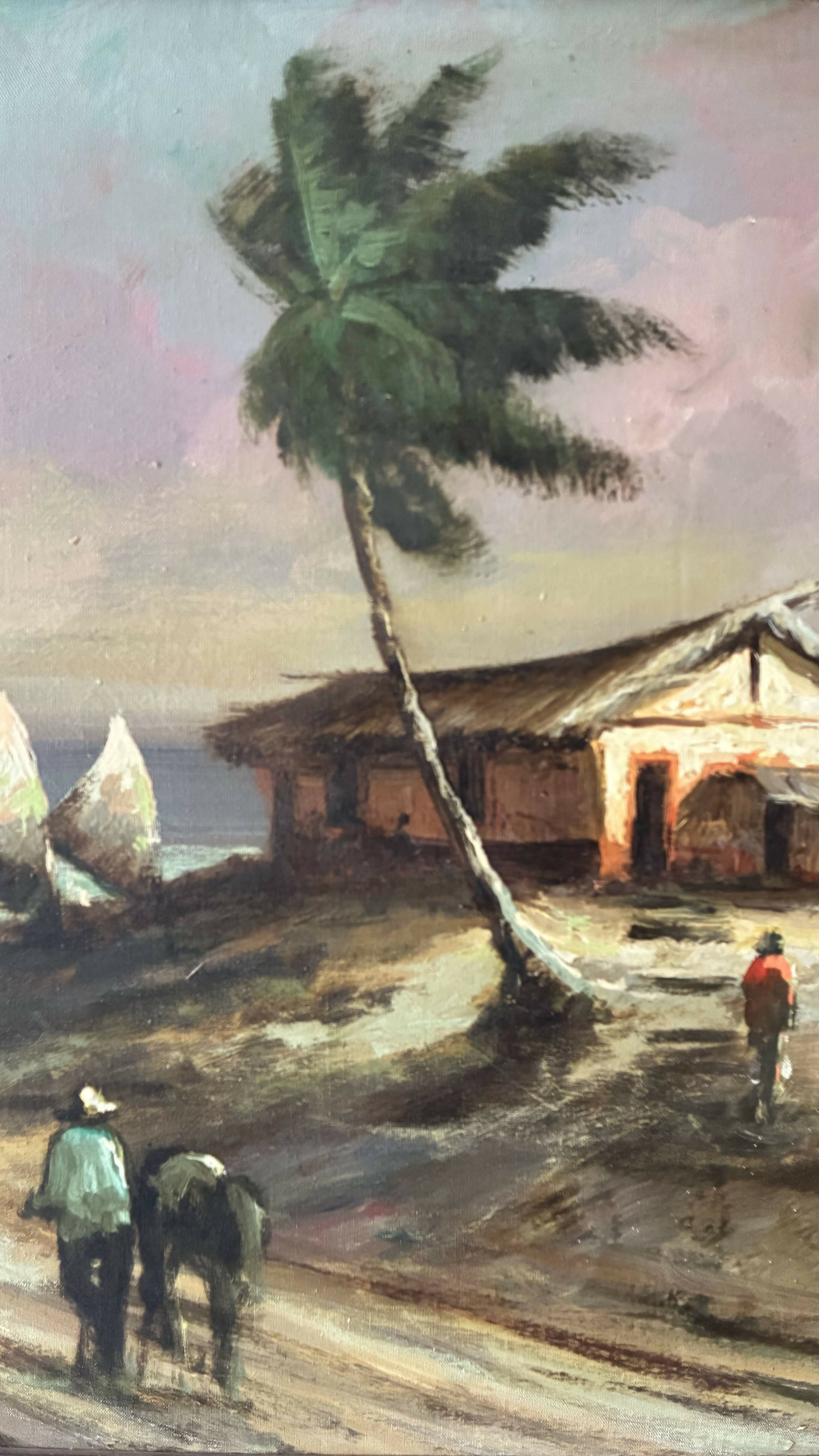 Quadro Óleo Sobre Tela Paisagem Litorânea