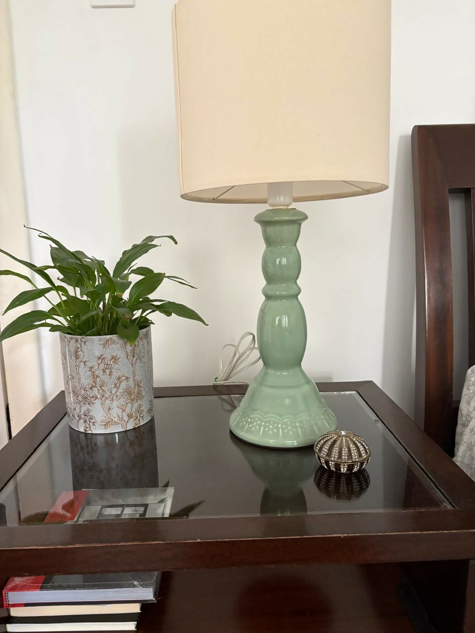 Par de abajures de cerâmica verde