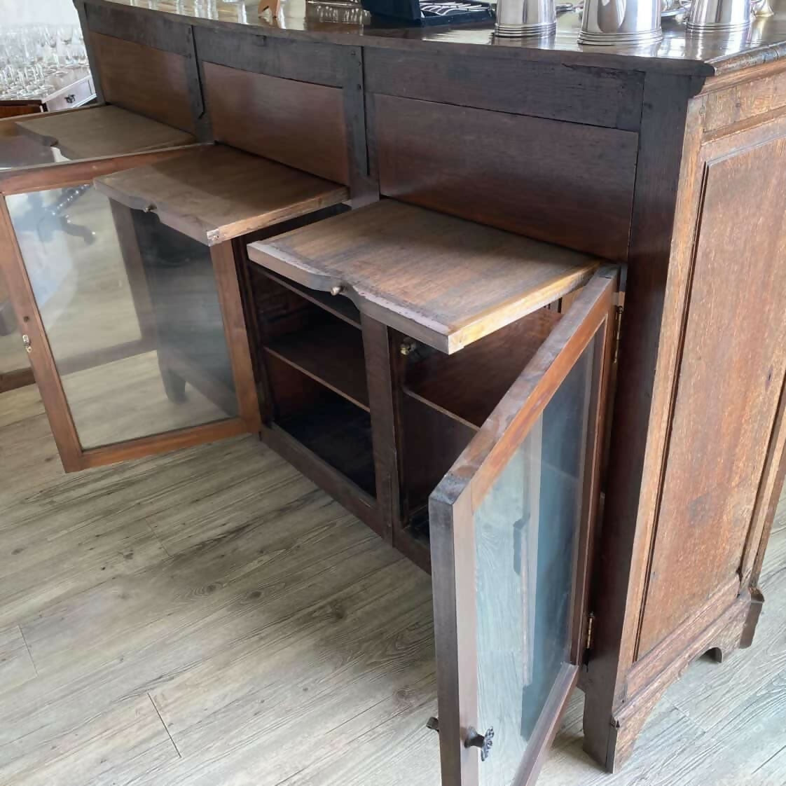Balcão / Buffet multifuncional em madeira Carvalho, anos 80, feito sob encomenda