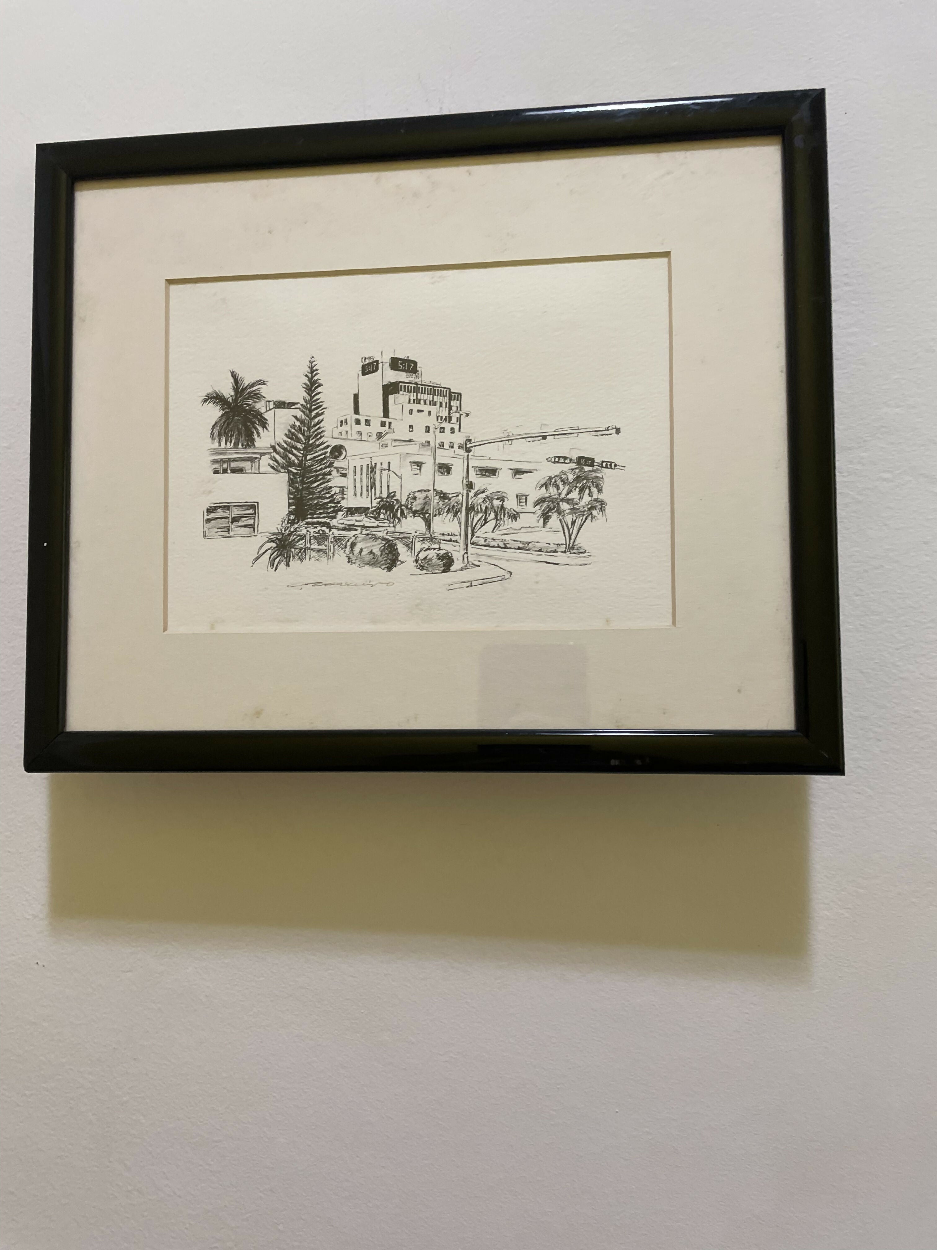 Quadro com Gravura urbana emoldurada