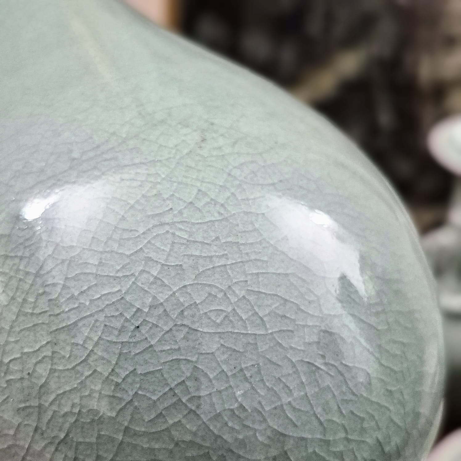 Vaso solifleur em porcelana Celadon coreano com maravilhoso craquelê do tempo