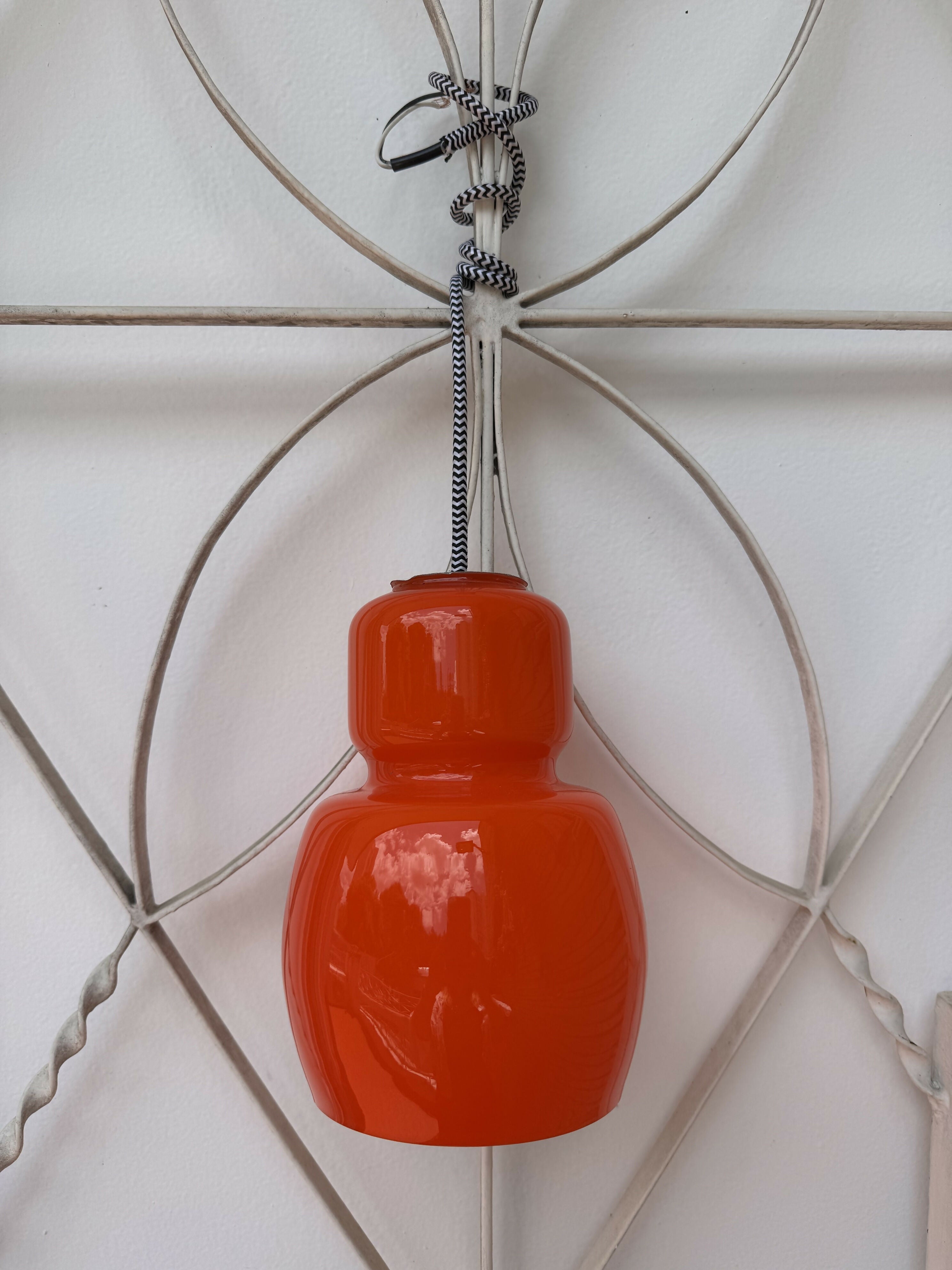 RARO Pendente Opalina Laranja Art Deco