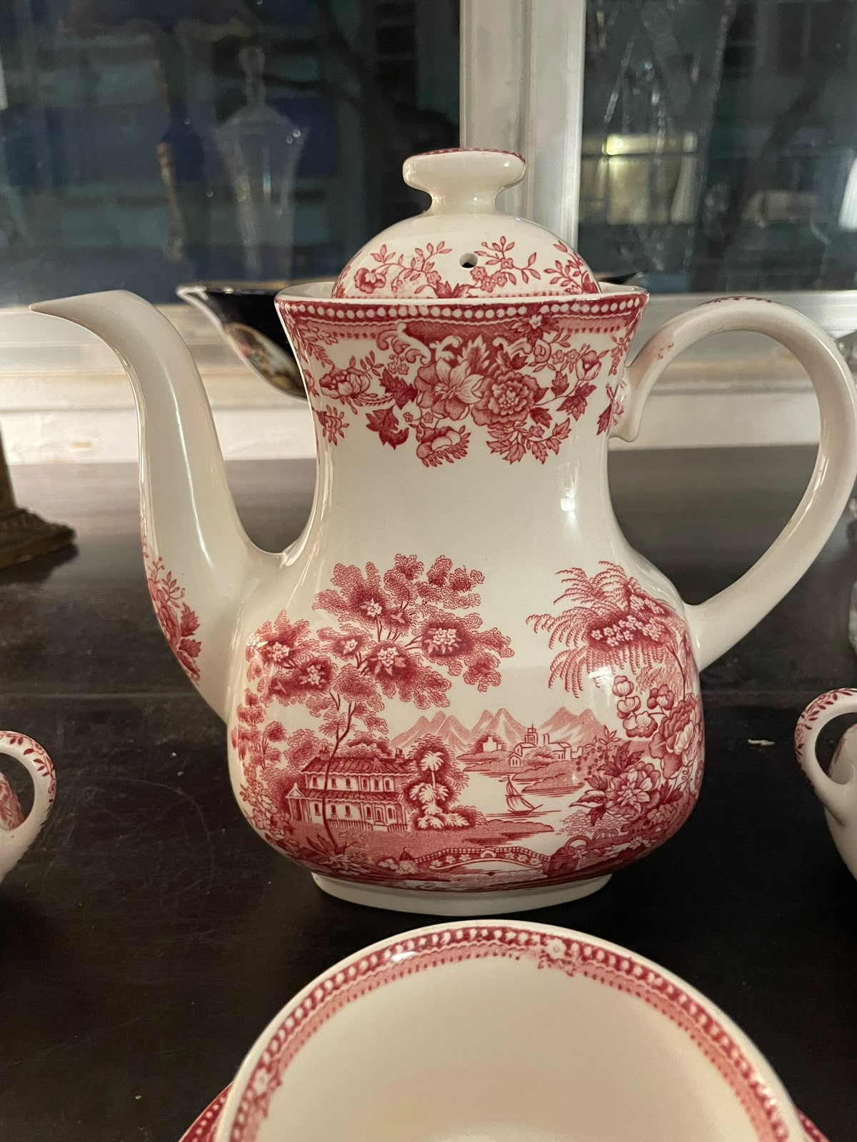 Conjunto de chá Alfred Meakin em vermelho 