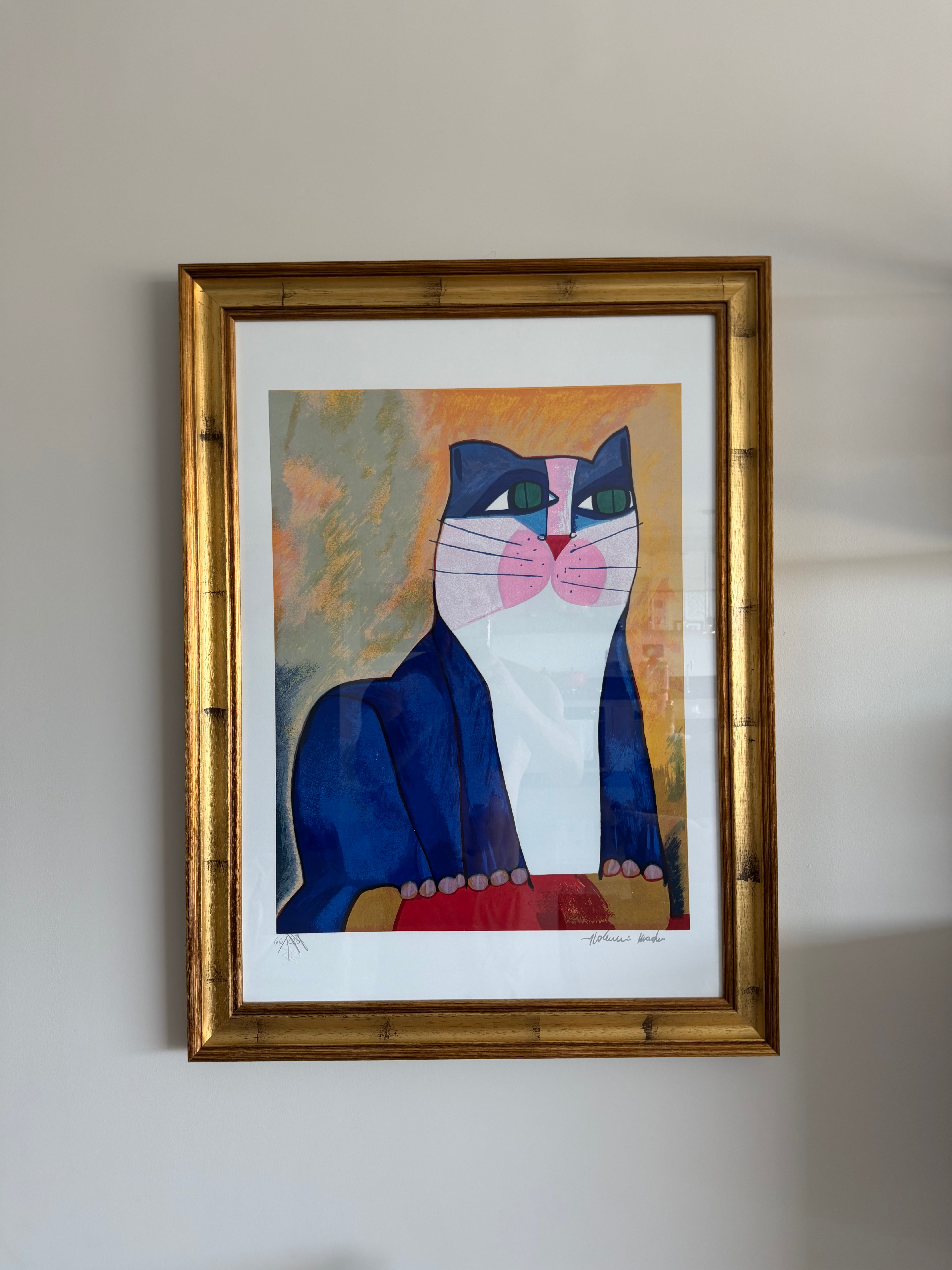Quadro Gato Azul serigrafia Aldemir Martins 