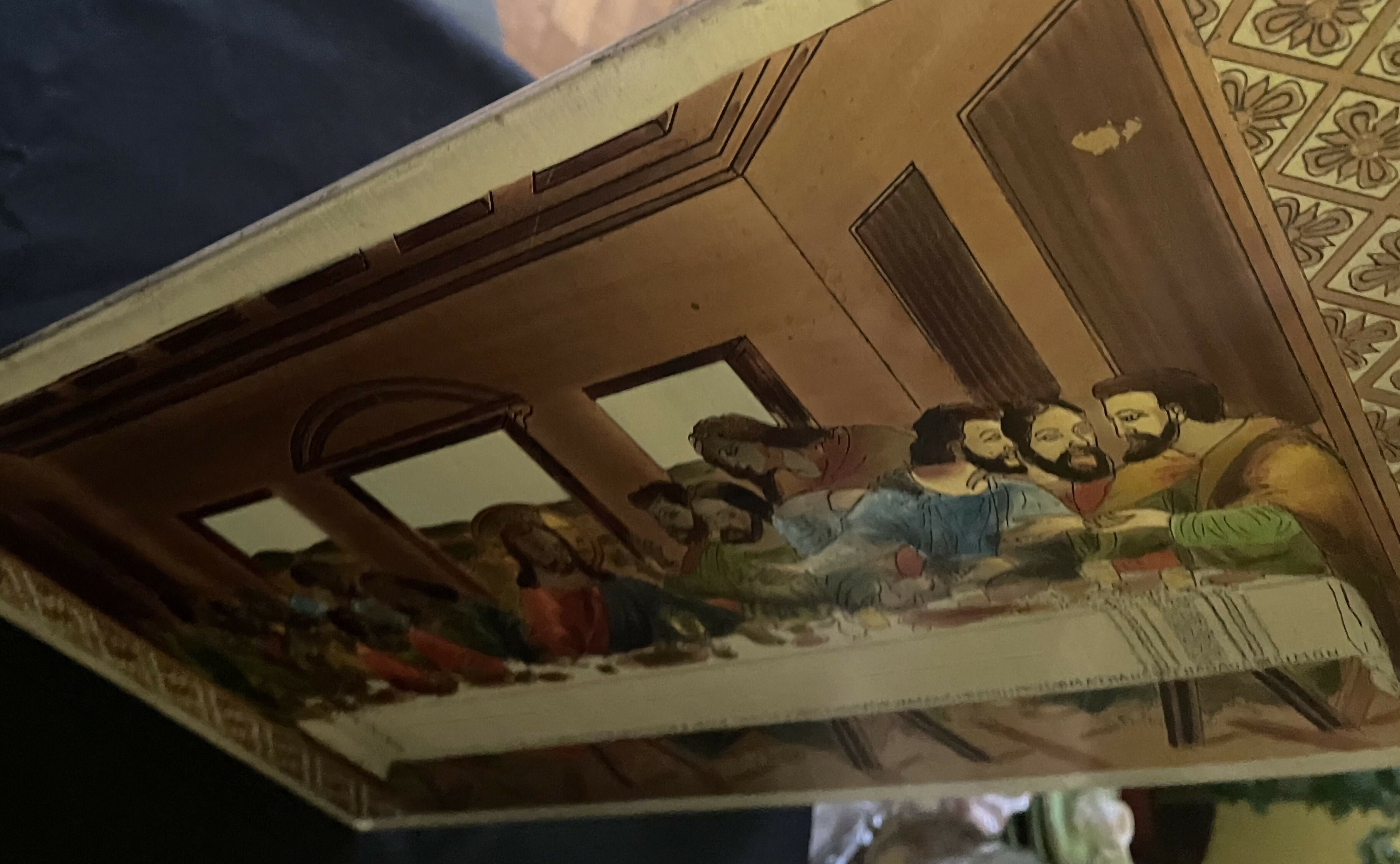 Pintura da Santa Ceia em quadro de metal