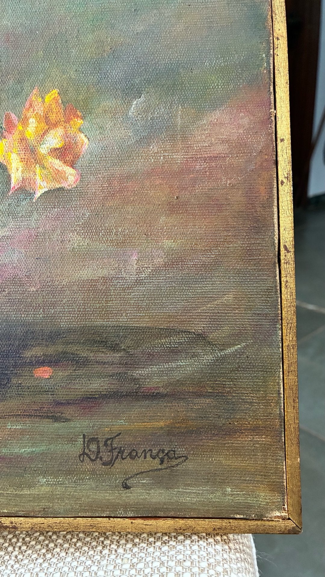 Quadro com Pintura a Óleo Natureza Morta com Flores