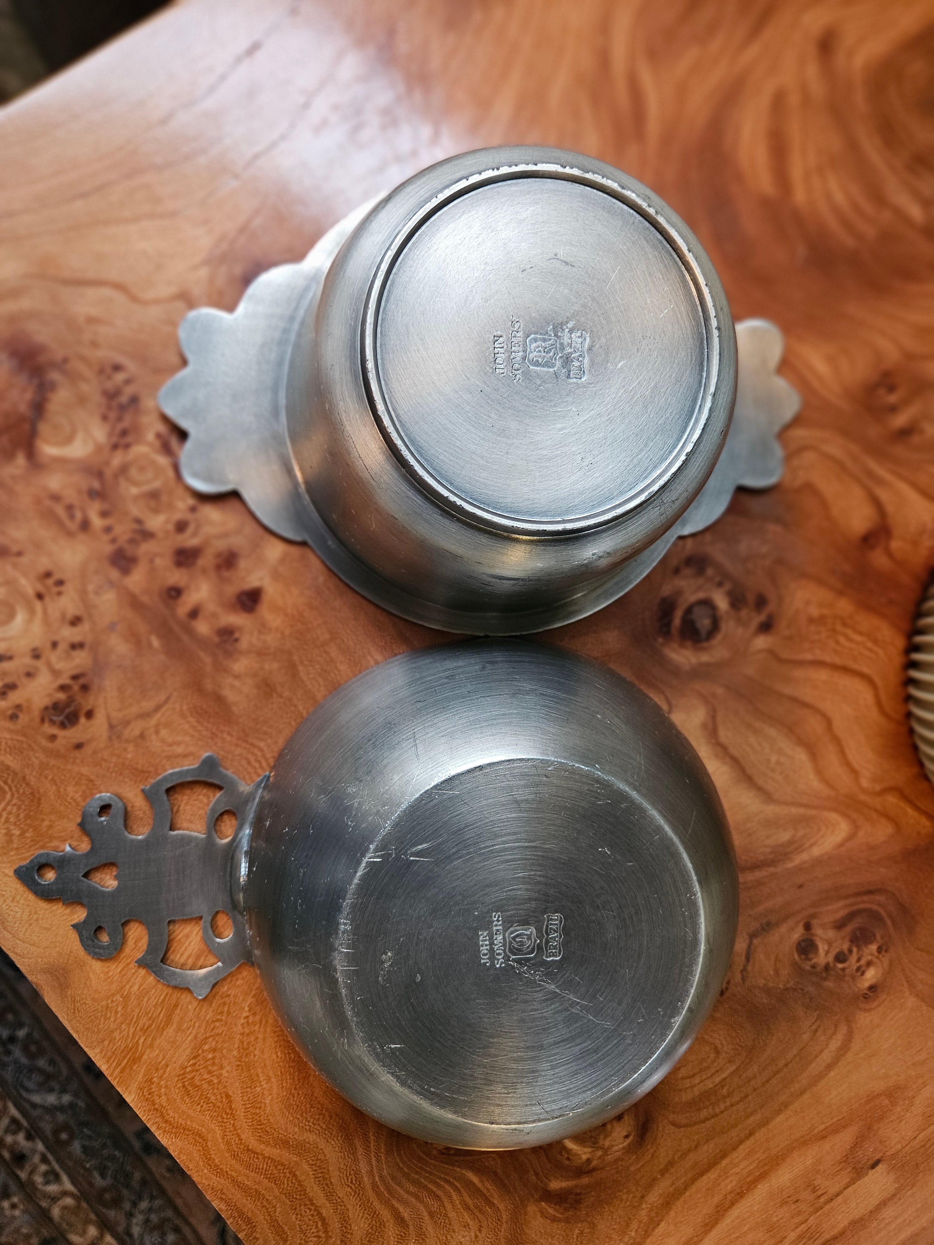 Estanho John Somers JS MG - Açucareiro e Tigela Porringer