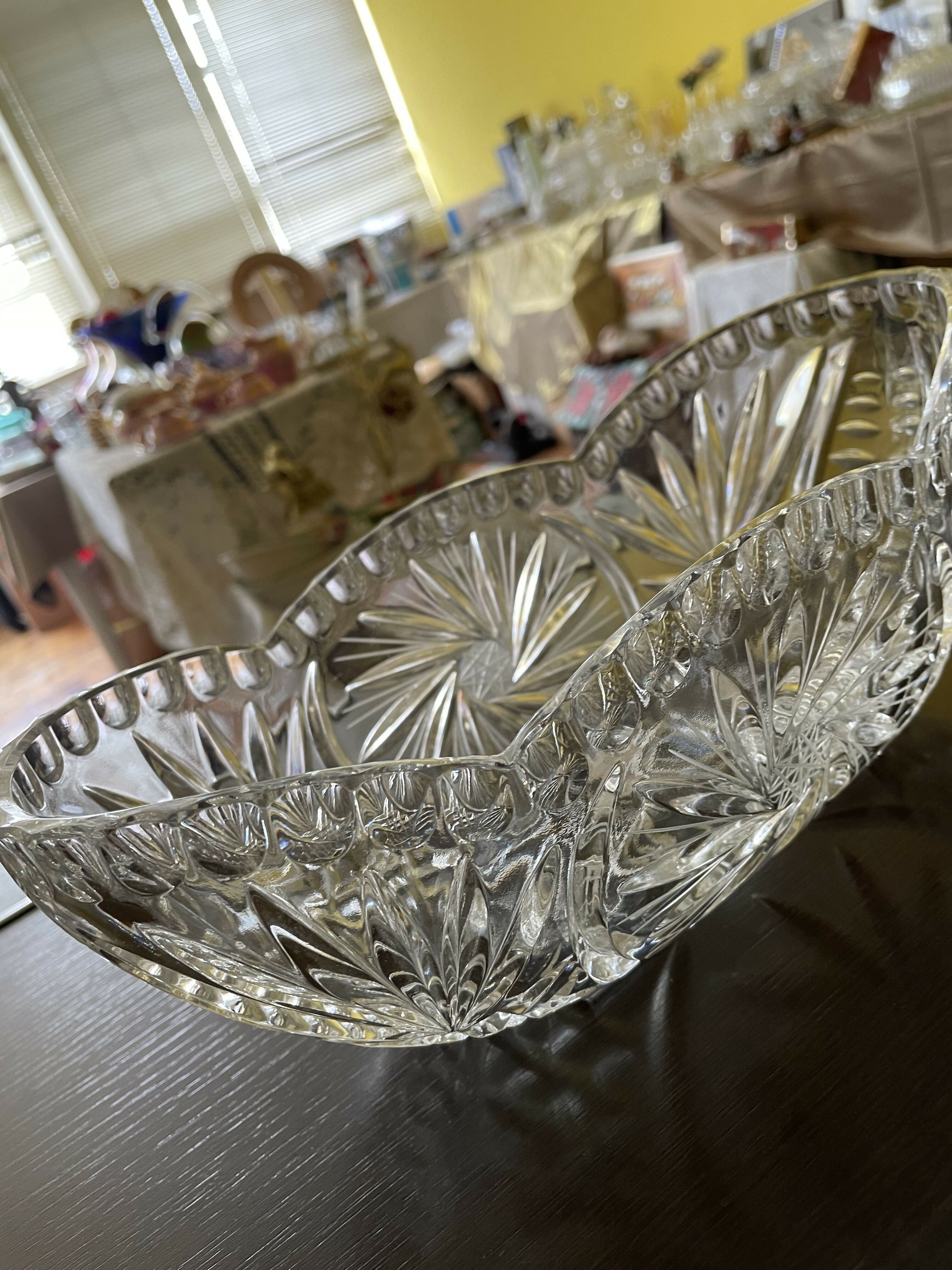 Floreira centro de mesa em cristal lapidado