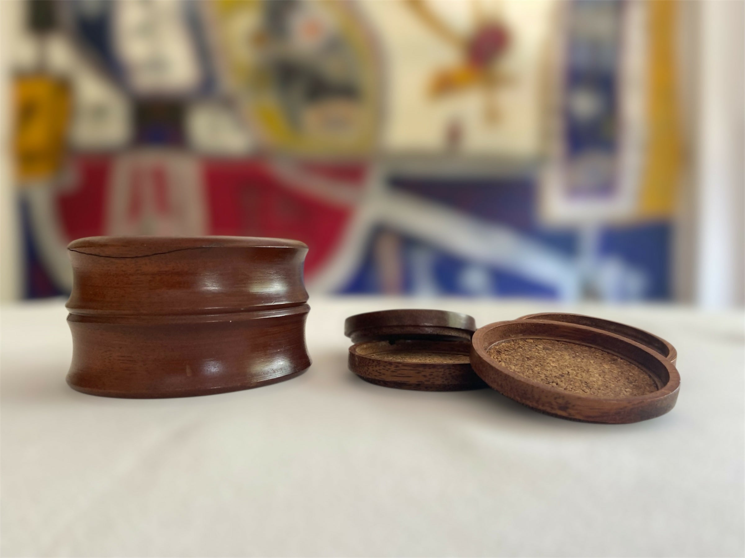 Conjunto Porta-Copos em Madeira e Cortiça (DMPS_48)