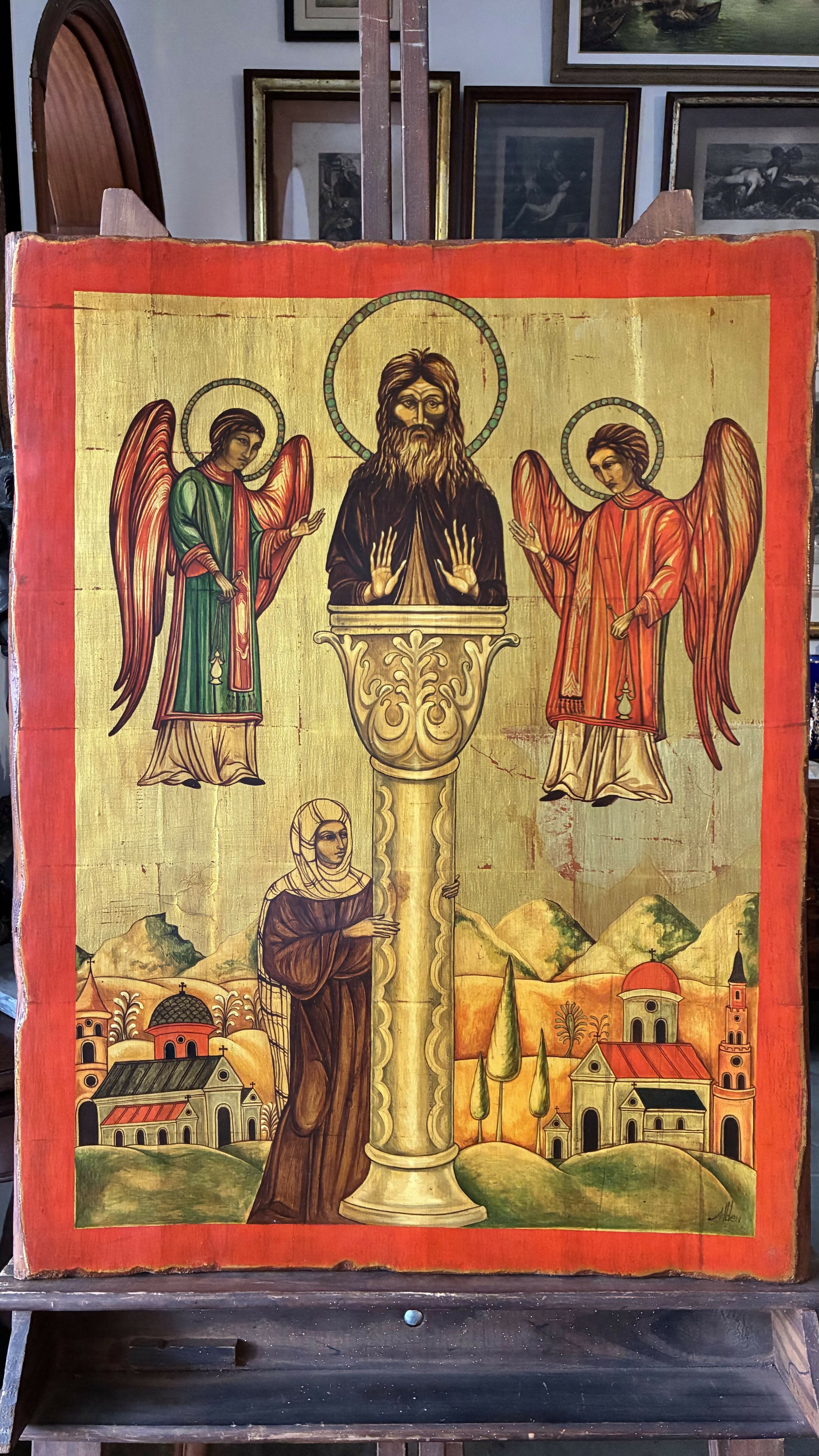 Imagem Sacra Bizantina Pintada em Madeira