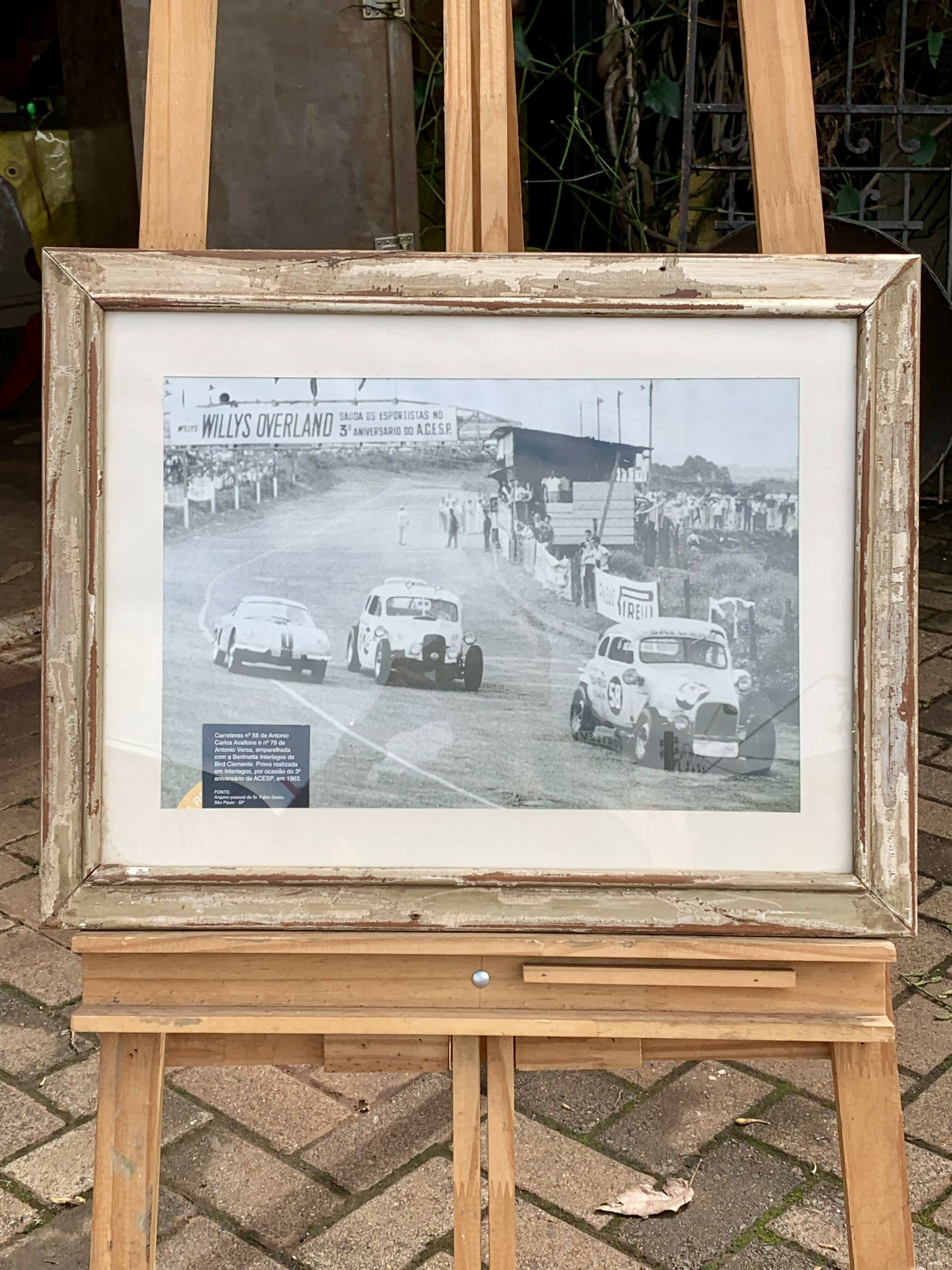 Quadro fotografia antiga (corrida de carro)