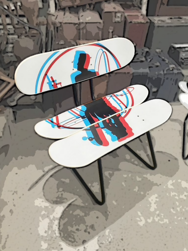 Cadeira customizada - Shapes de skate