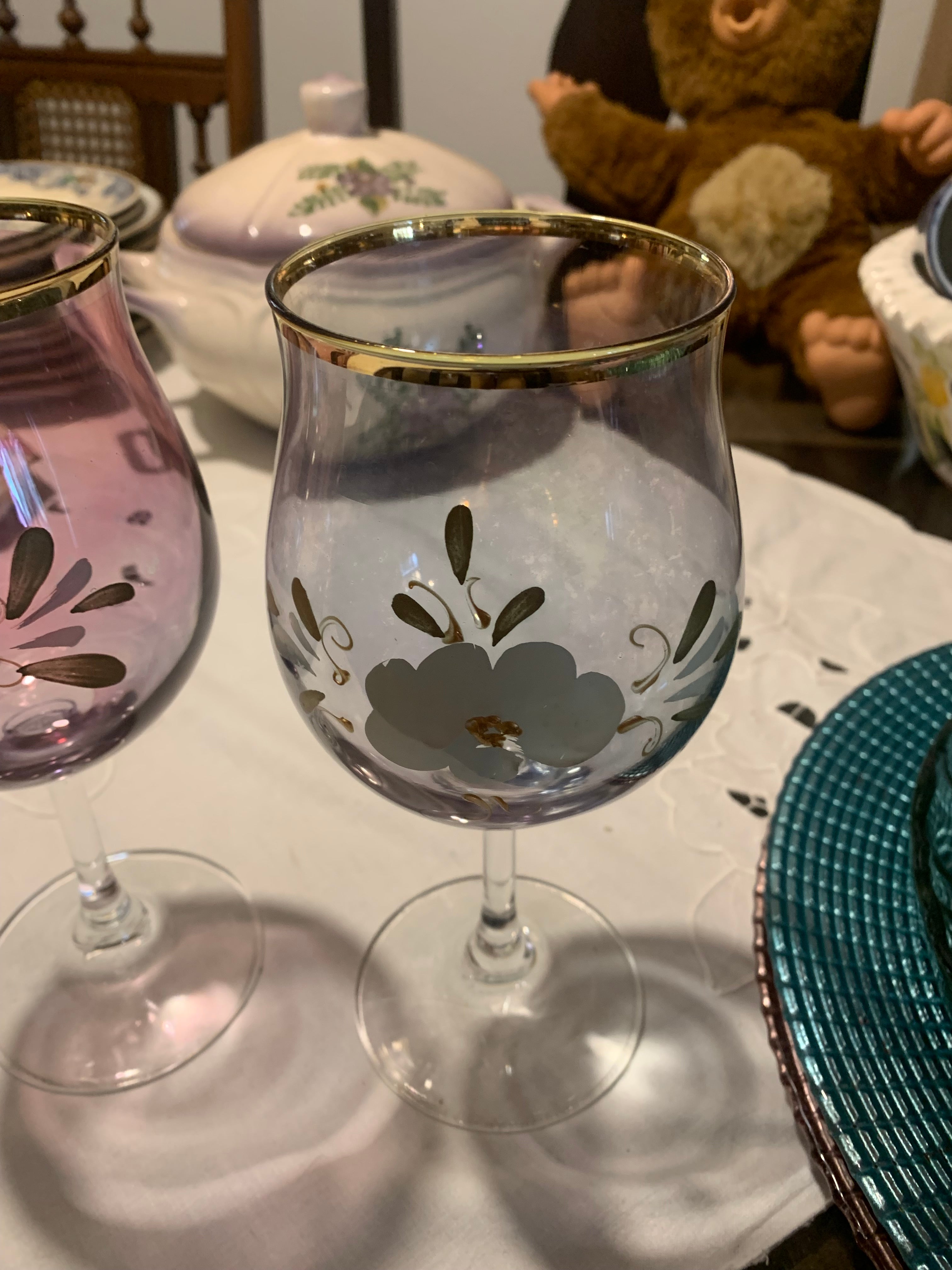 Maravilhosas Taças antigas em demi cristal coloridas