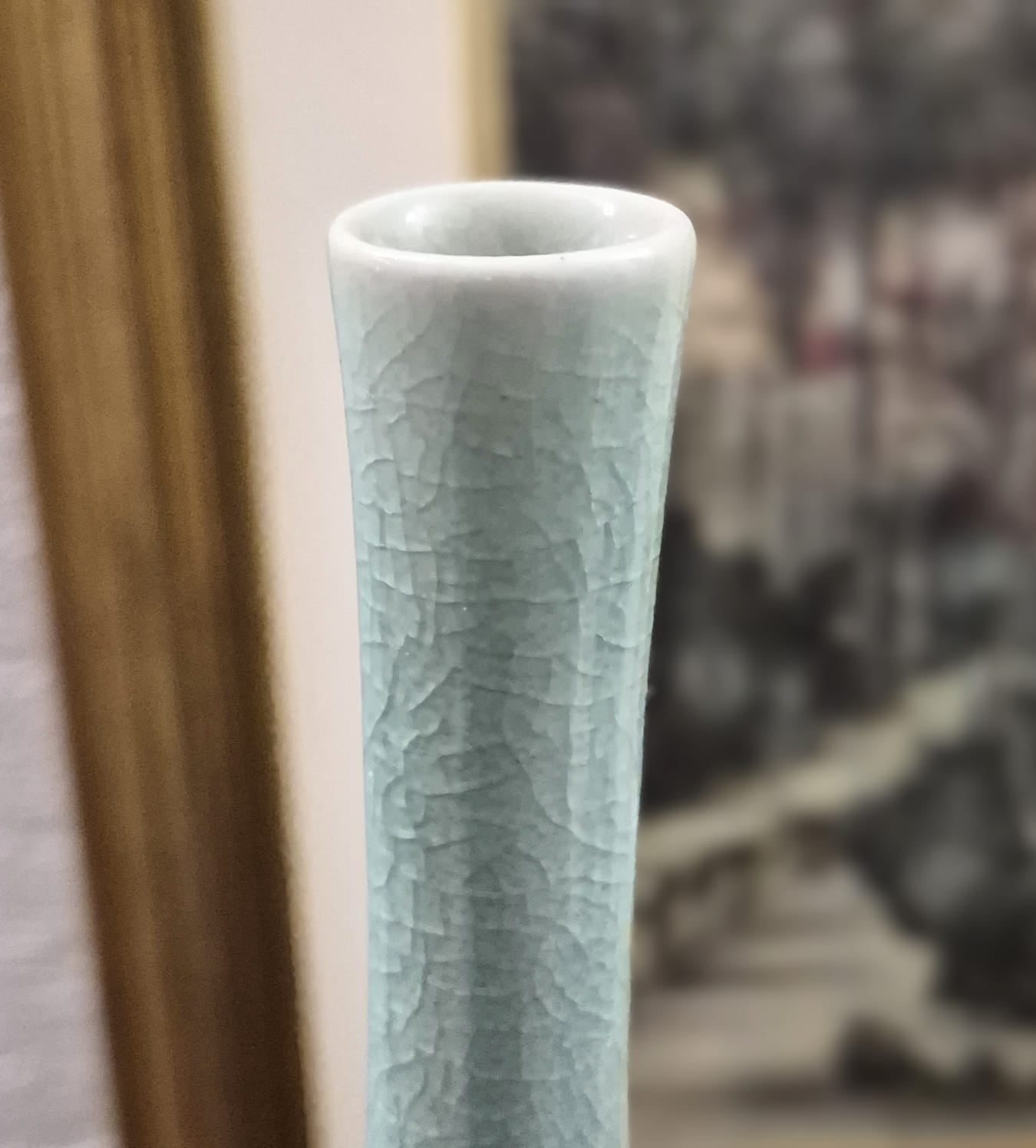 Vaso solifleur em porcelana Celadon coreano com maravilhoso craquelê do tempo