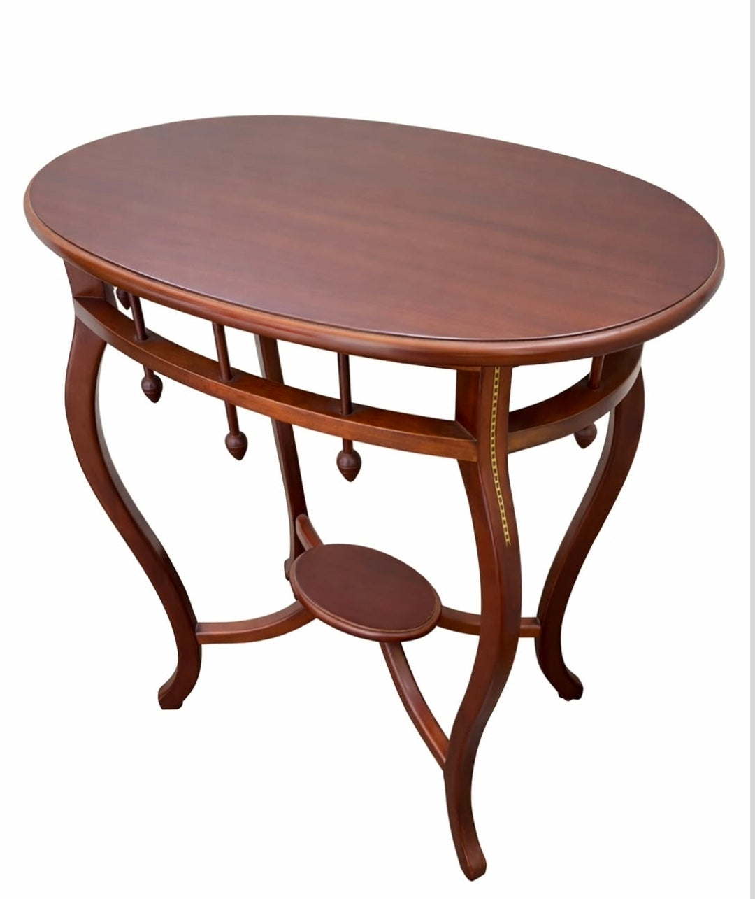 MESA LATERAL OVAL em madeira e marchetaria
