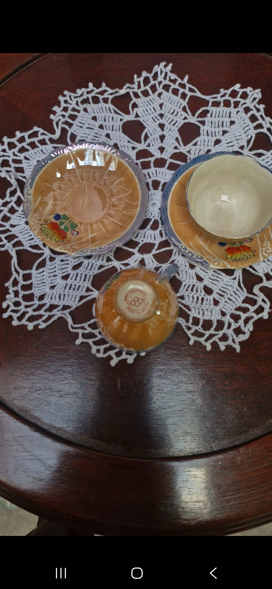 Par de Xicaras de café casca de ovo com flor de lótus 