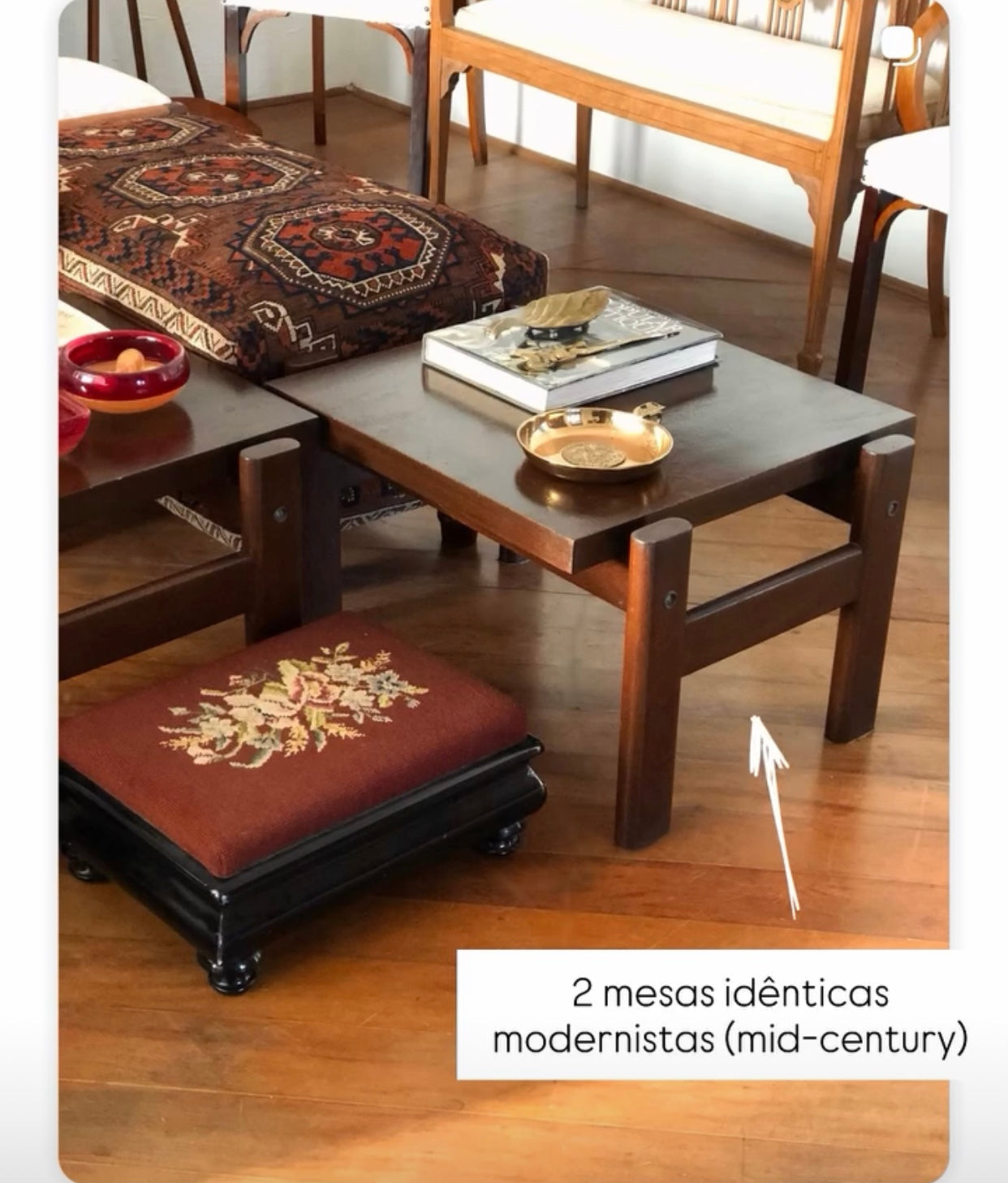 Mesinha quadrada de apoio de centro ou lateral em madeira - Mid Century (valor unitário) 