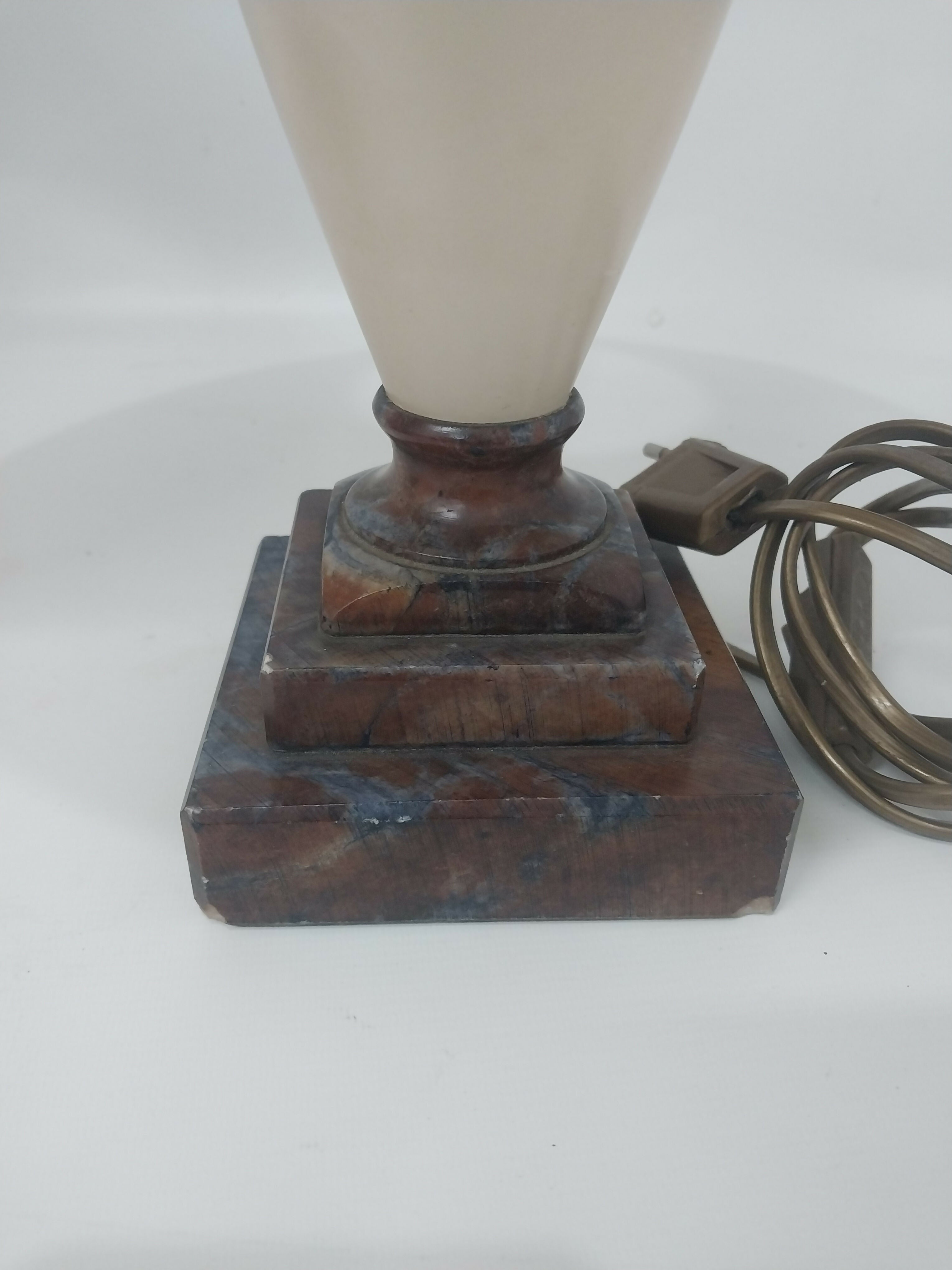 Par de Abajur Antigo em Alabastro e Mármore