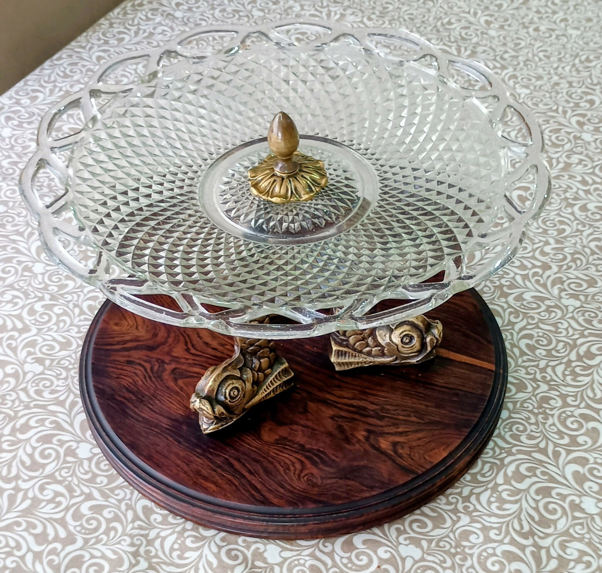 Centro de mesa em Jacarandá década de 50/60