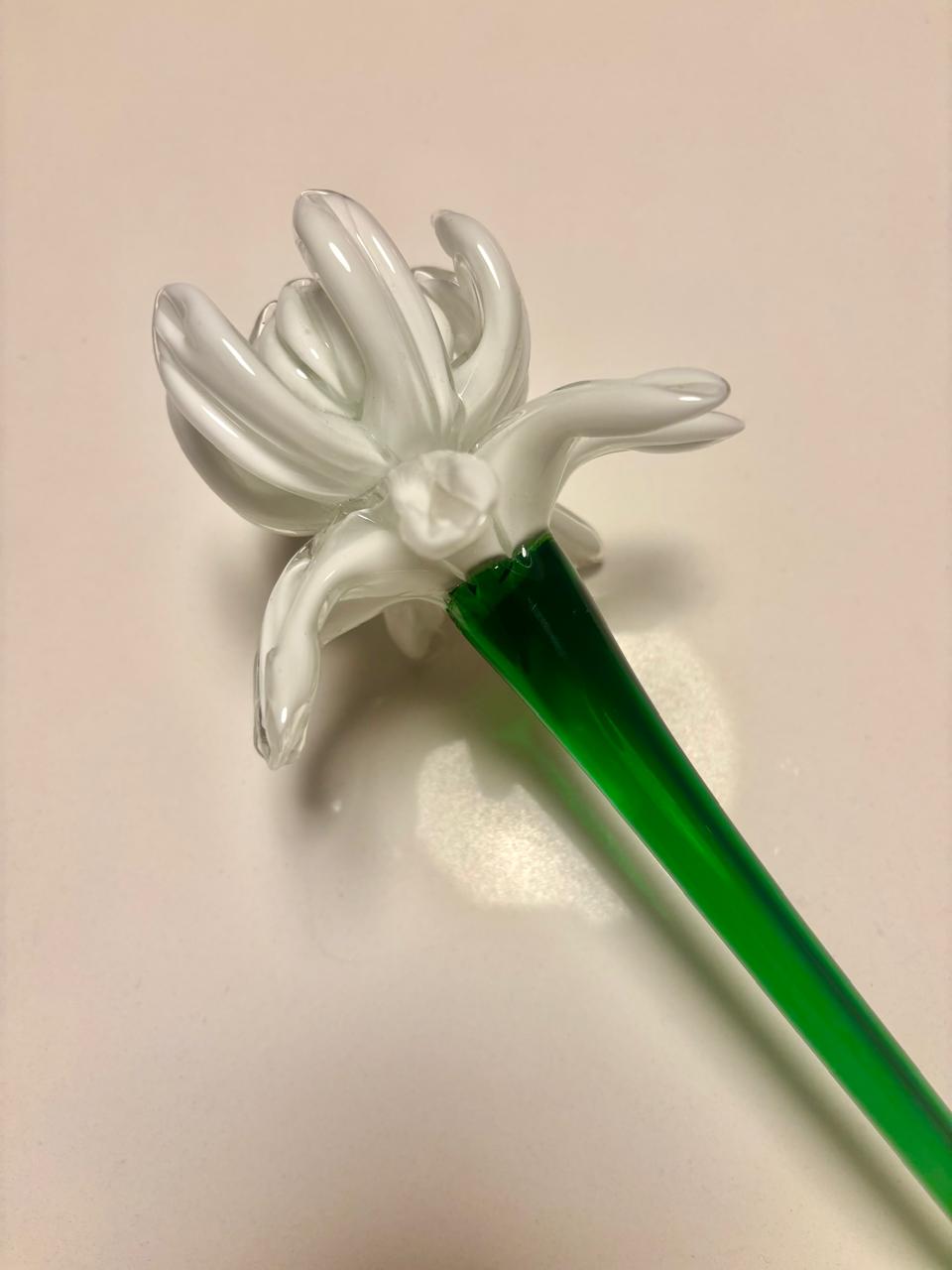 Flor branca em vidro artístico (DMCPS_206)