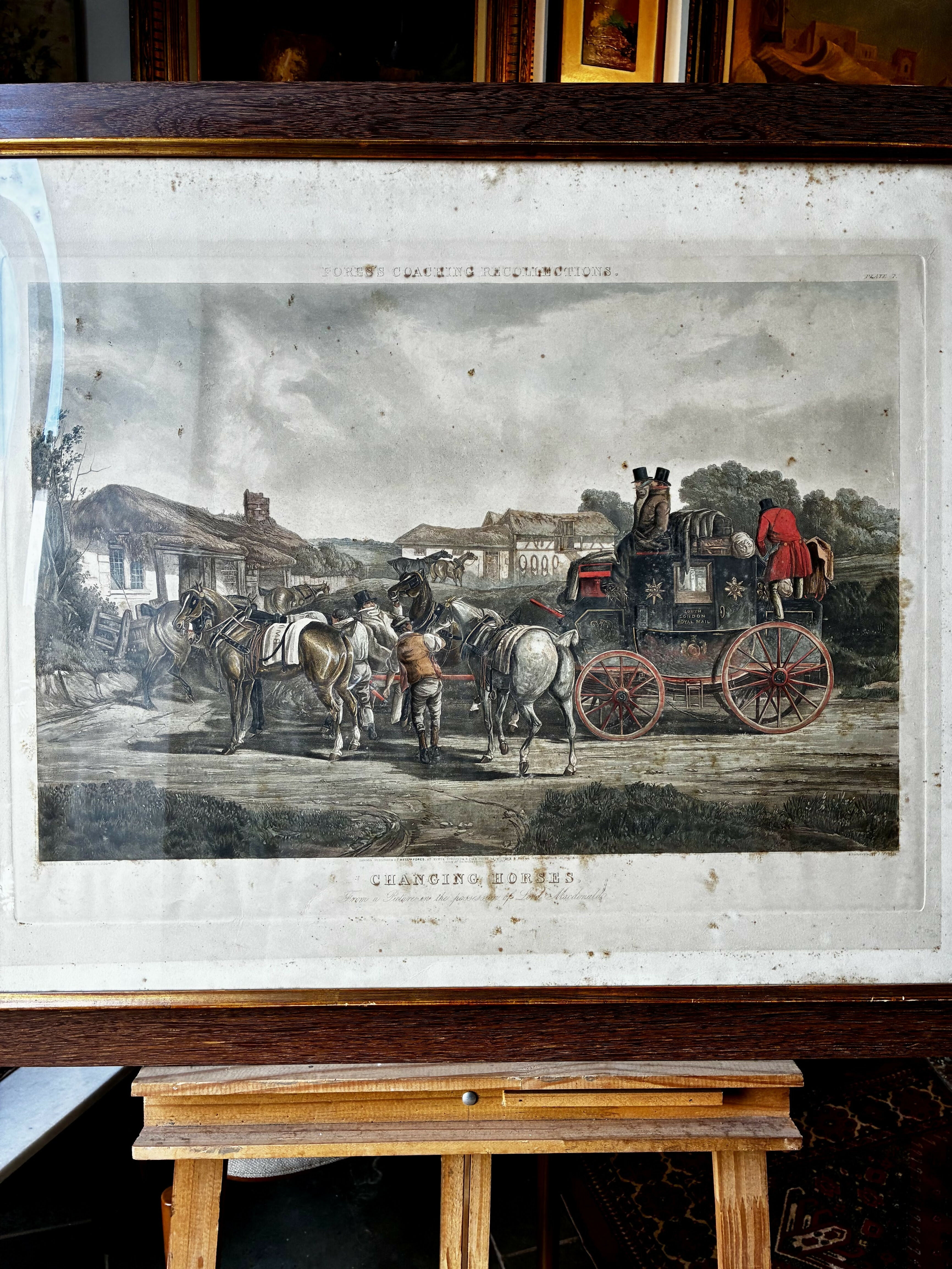 Gravura Antiga “Changing Horses"