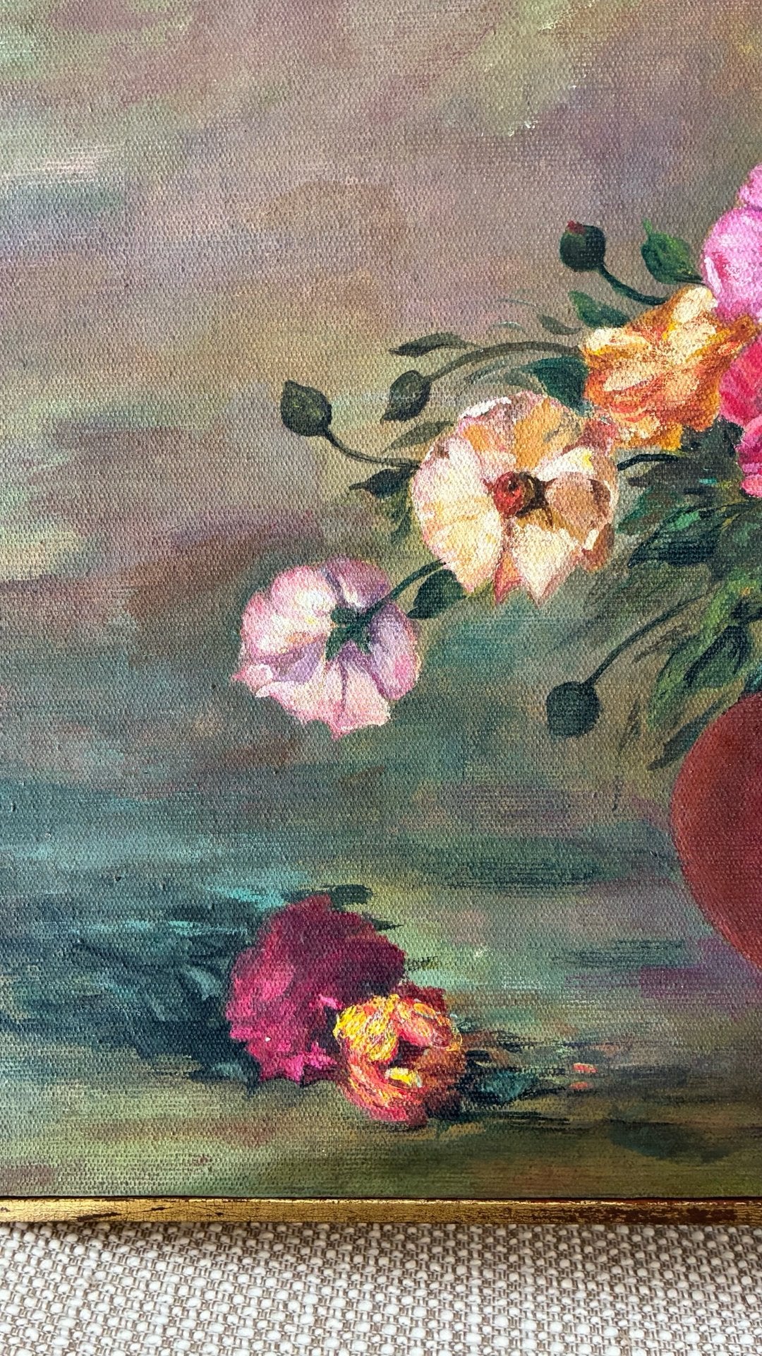 Quadro com Pintura a Óleo Natureza Morta com Flores