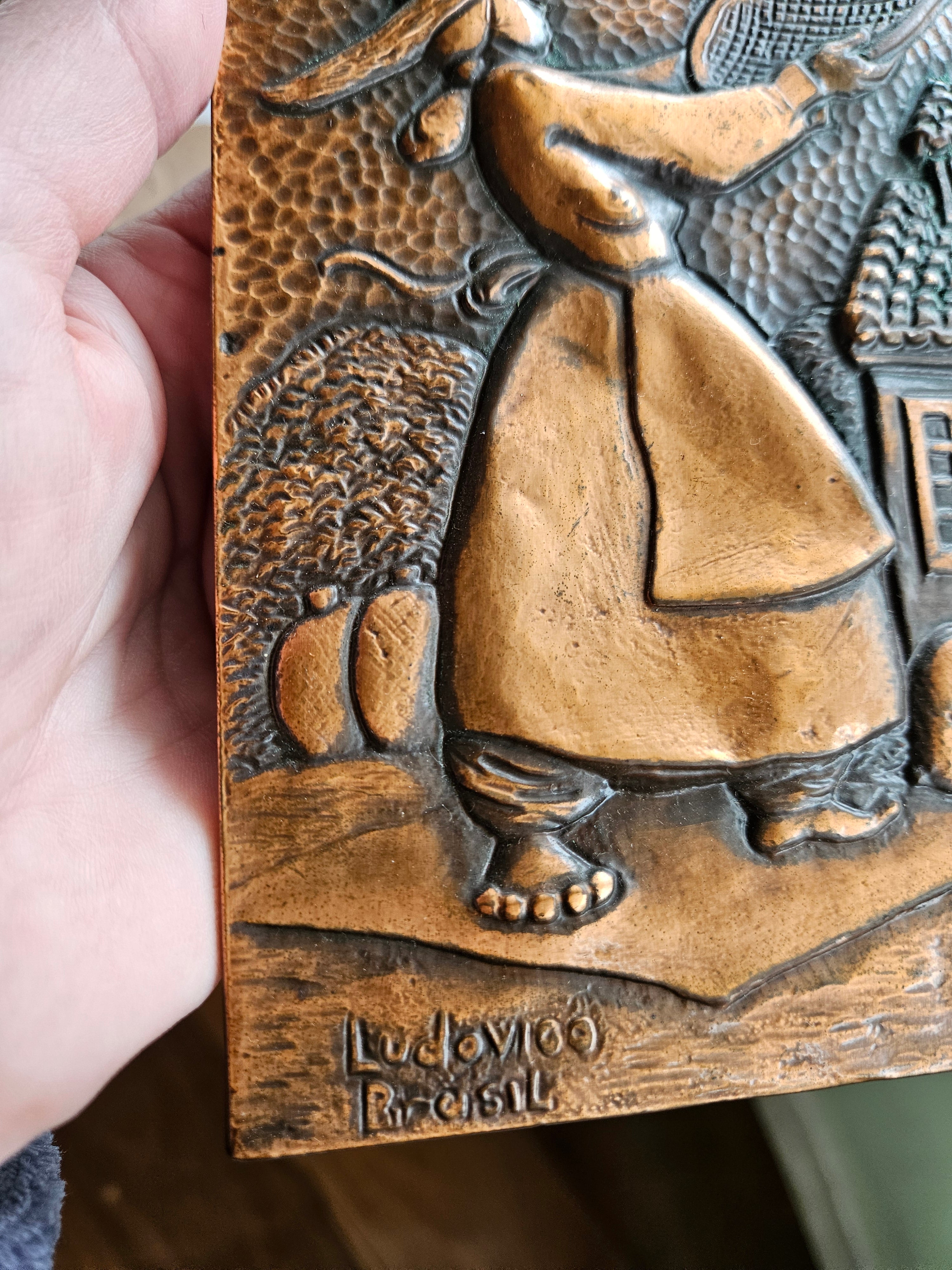 Quadros Vintage em Cobre Repujado - Par - Assinados Ludovico (Cobrarte, Anos 70)