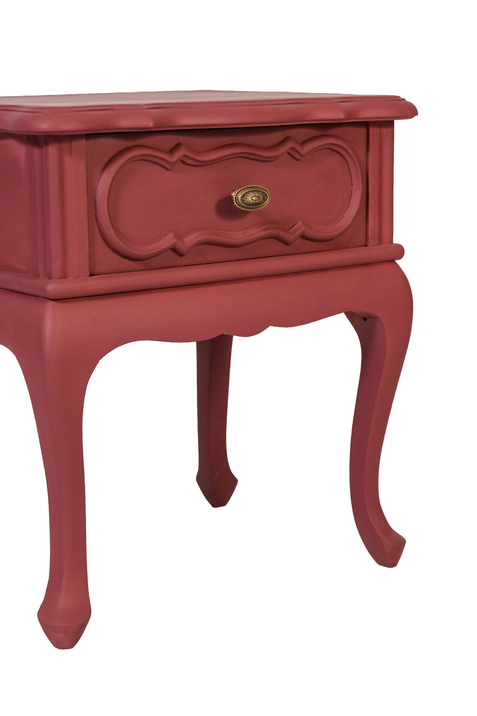 Mesa de cabeceira restaurada marsala - madeira maciça (valor unitário)