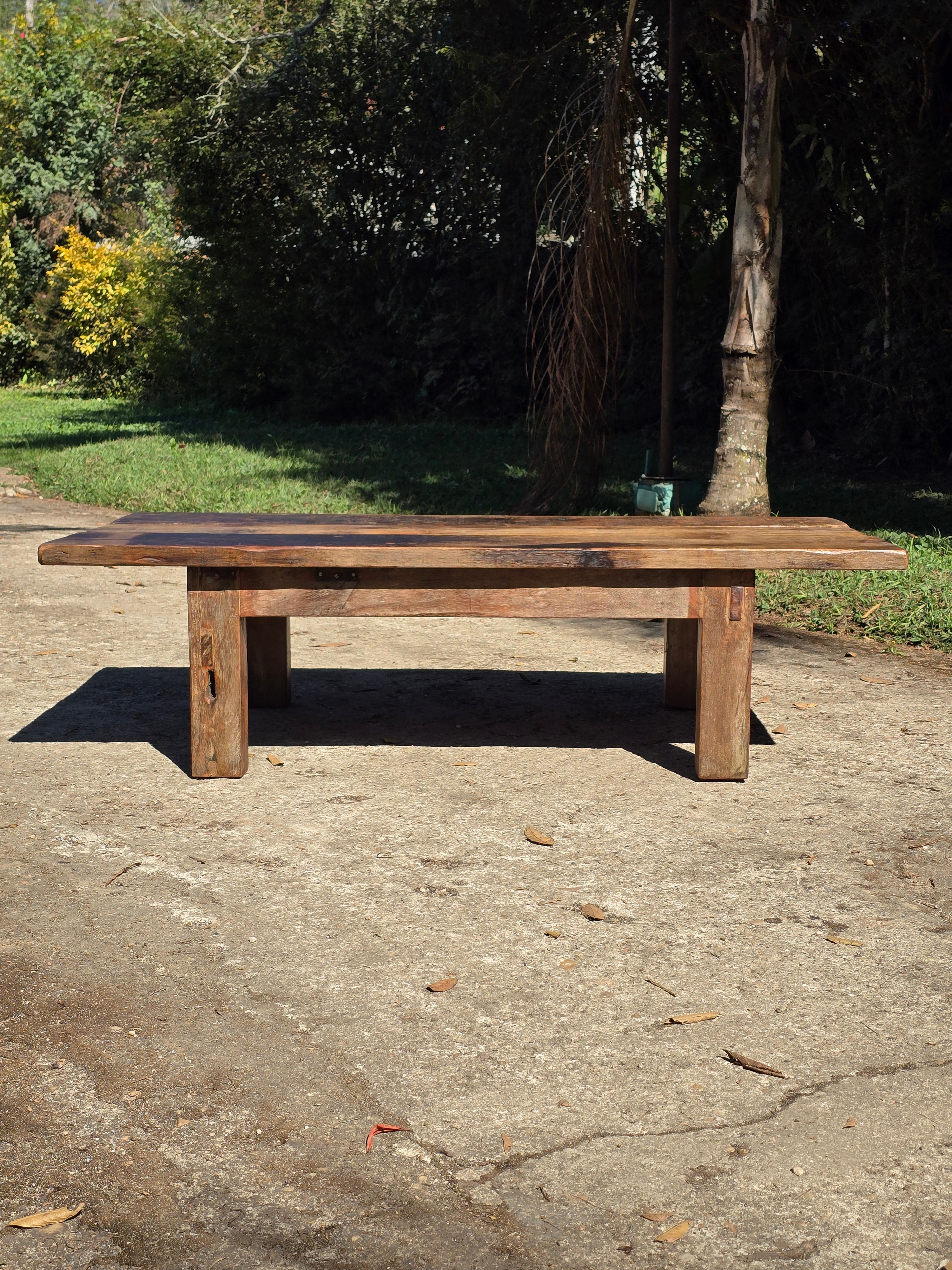 Mesa de Centro Antiga Madeira Maciça Garimpo Mineiro