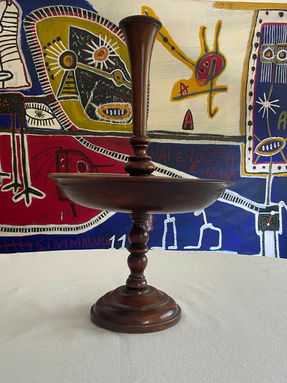 Fruteira com floreira em madeira torneada (DMPS_050)