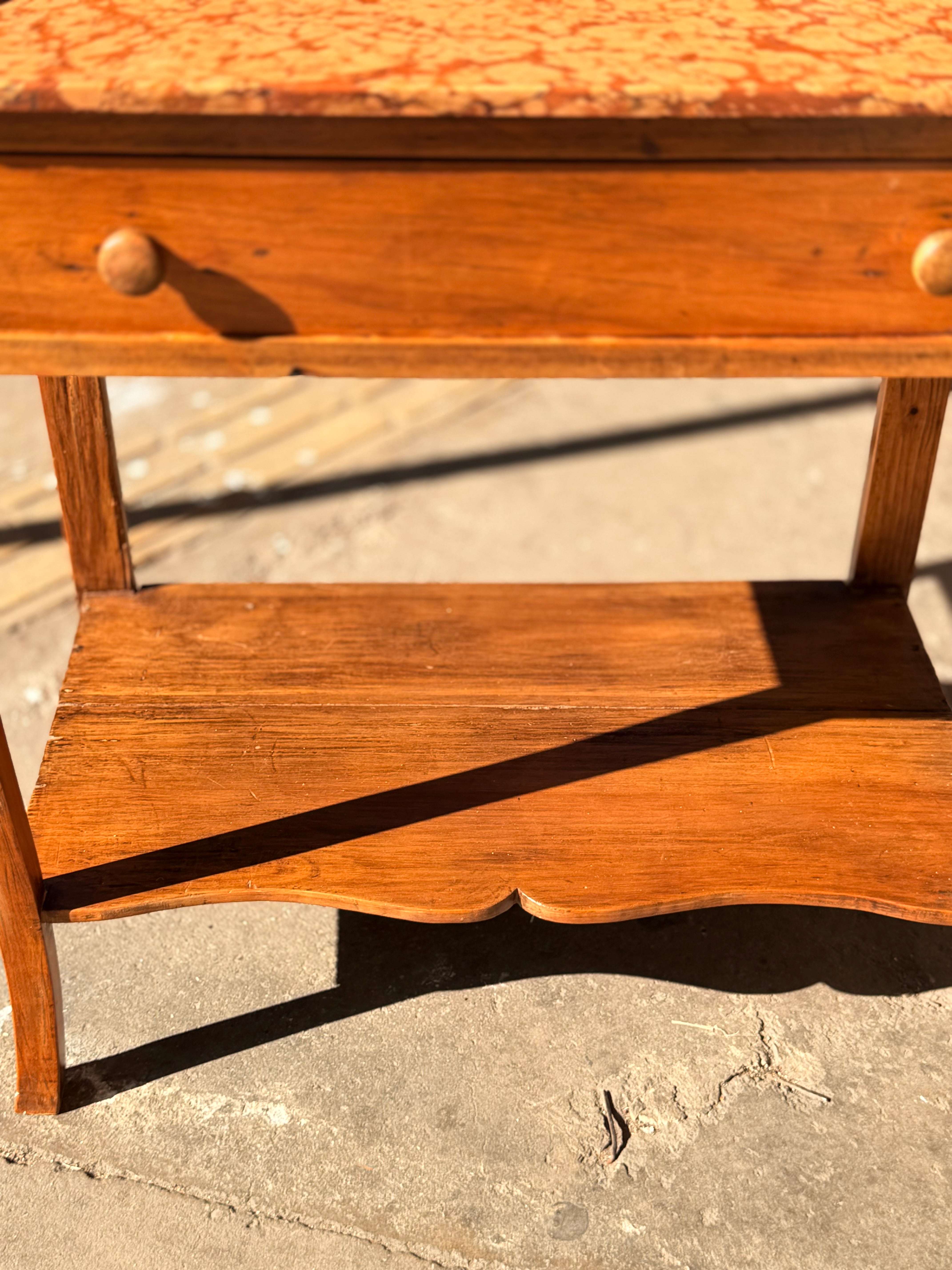 Mesa / Aparador / Console Art Deco em Imbuia com tampo em mármore - anos 40 