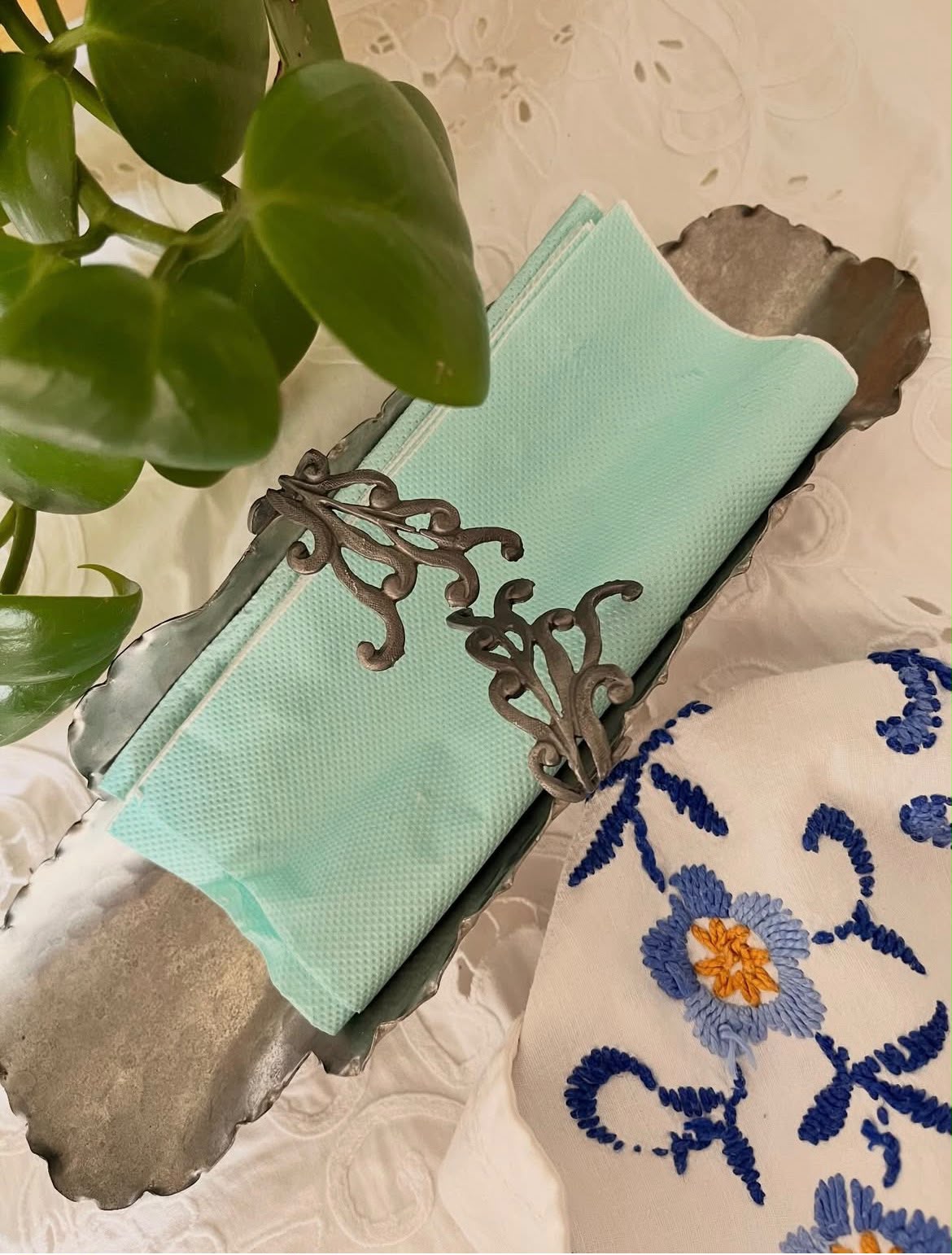 Porta-guardanapos em pewter