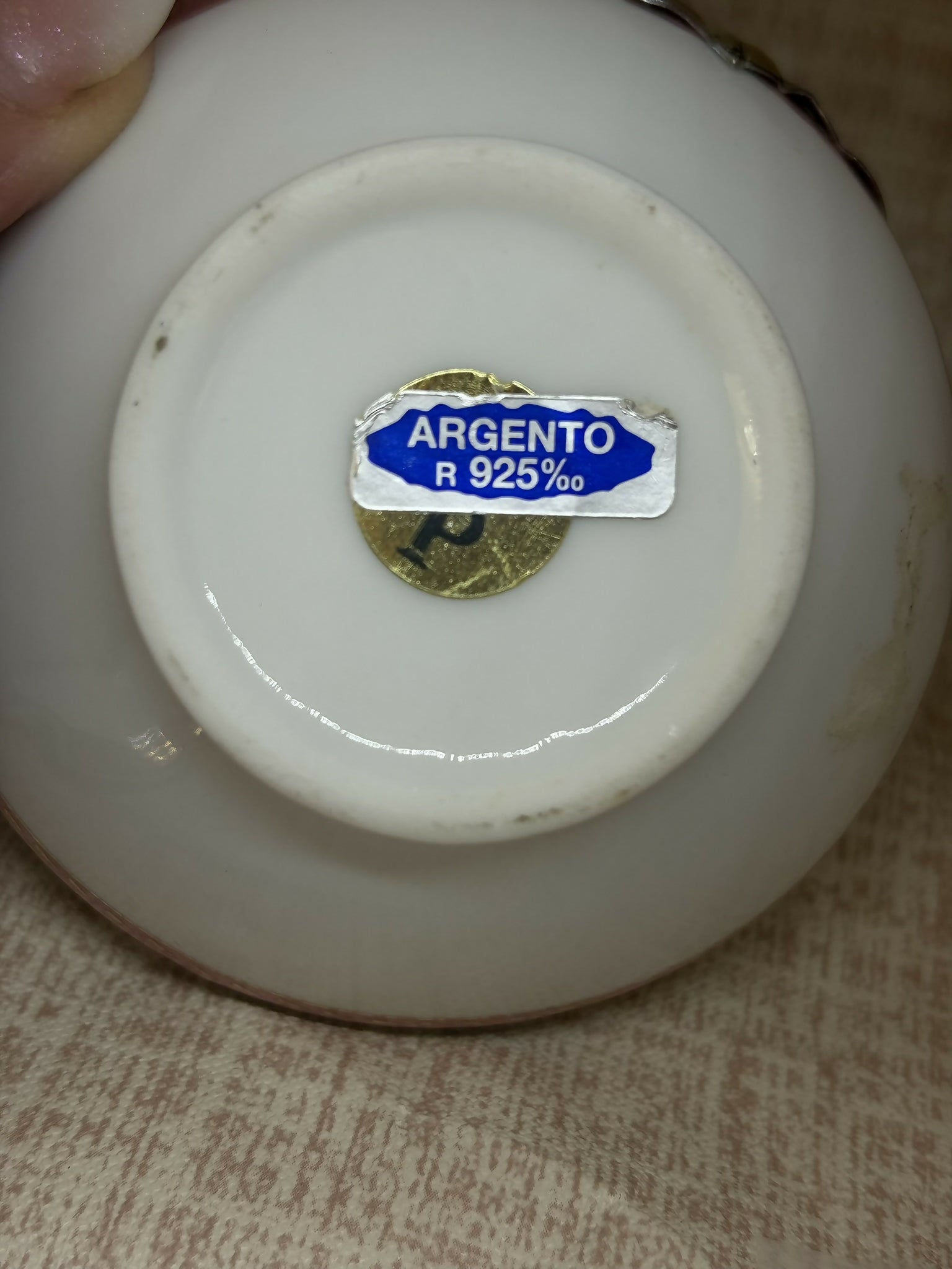 Açucareira italiana com prata verdadeira.