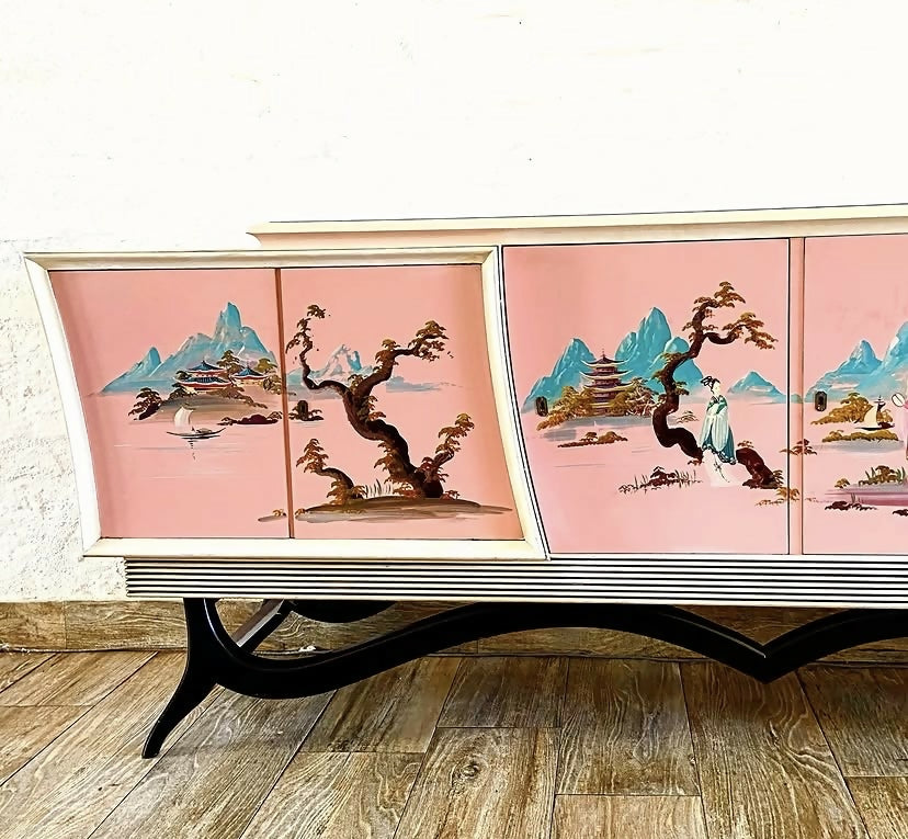Buffet anos 50 em Chinoiserie Rosa
