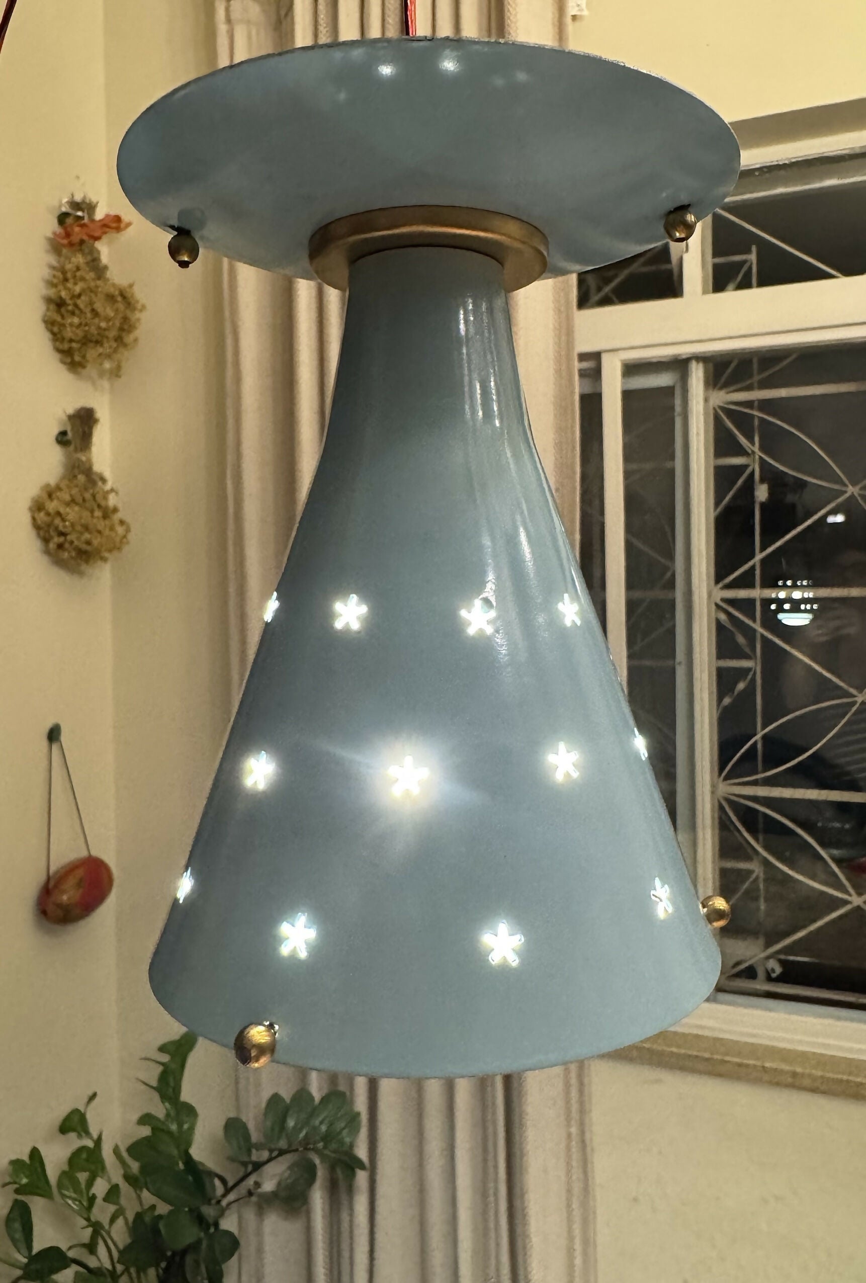 Anos 50 Luminária azul com estrelas
